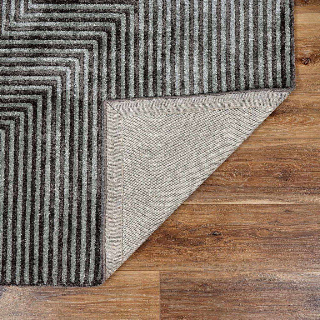 Quartz Patterned Sheen Gray/Green Viscose Rug