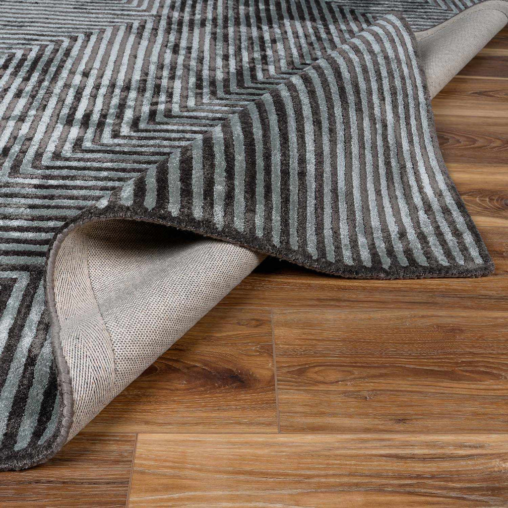 Quartz Patterned Sheen Gray/Green Viscose Rug
