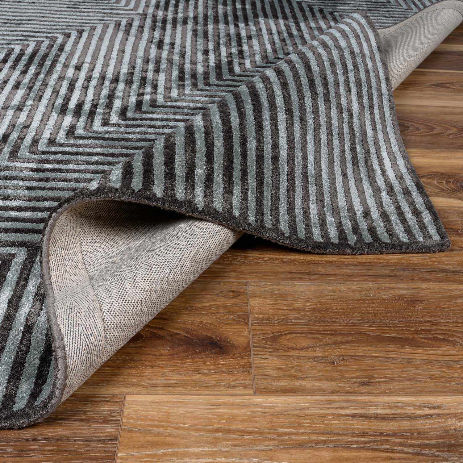 Quartz Patterned Sheen Gray/Green Viscose Rug