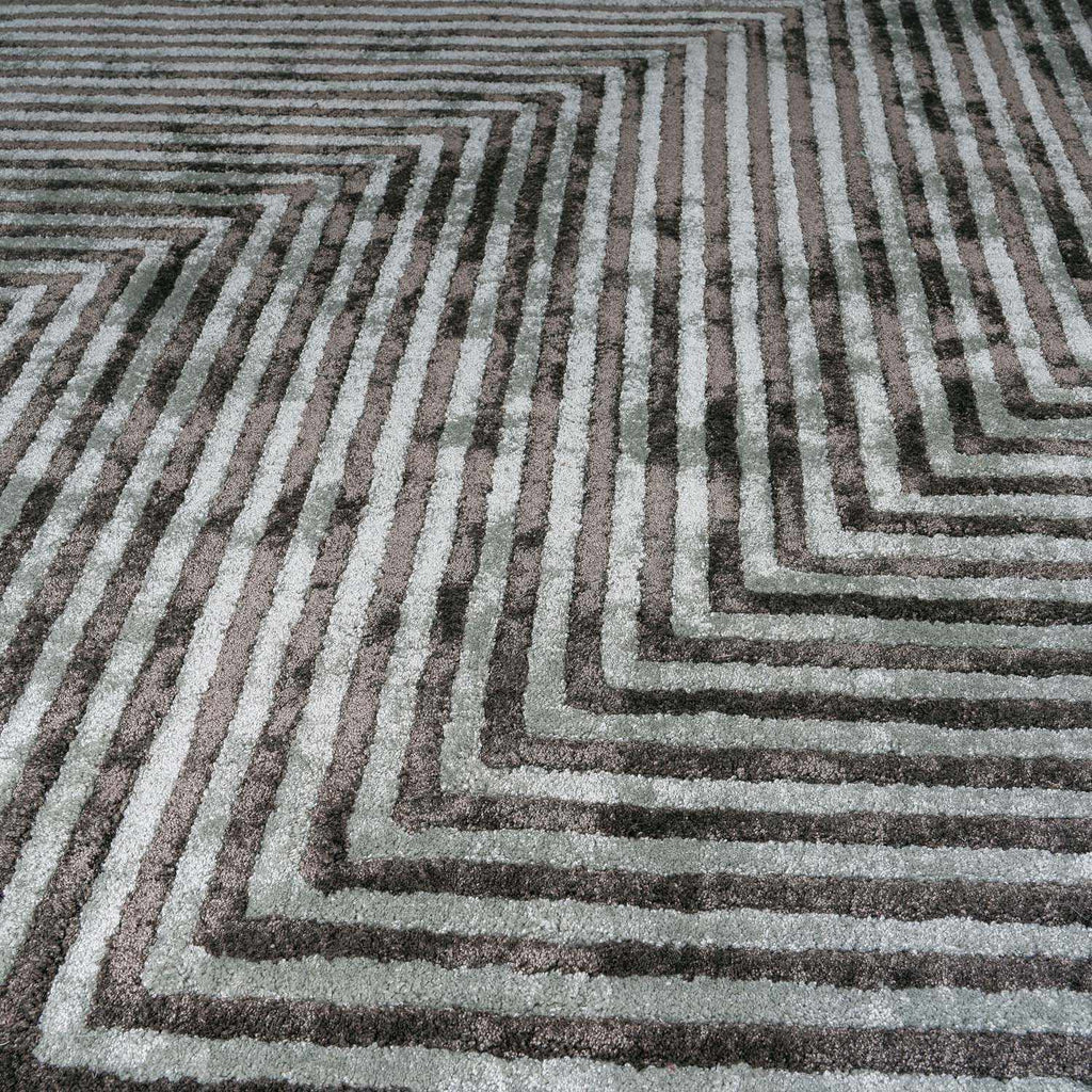 Quartz Patterned Sheen Gray/Green Viscose Rug