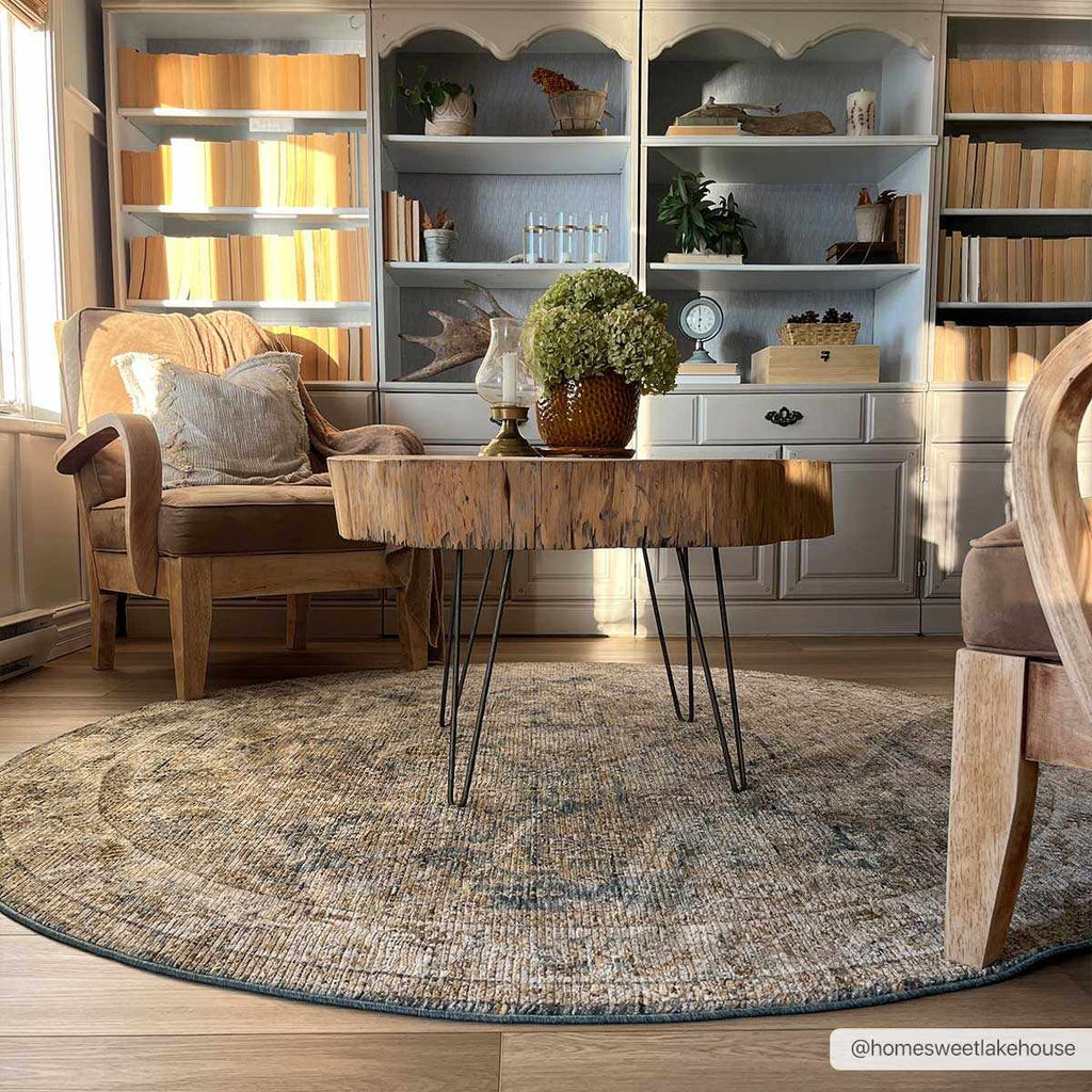 Ange Cream & Blue Rich Textured Rug