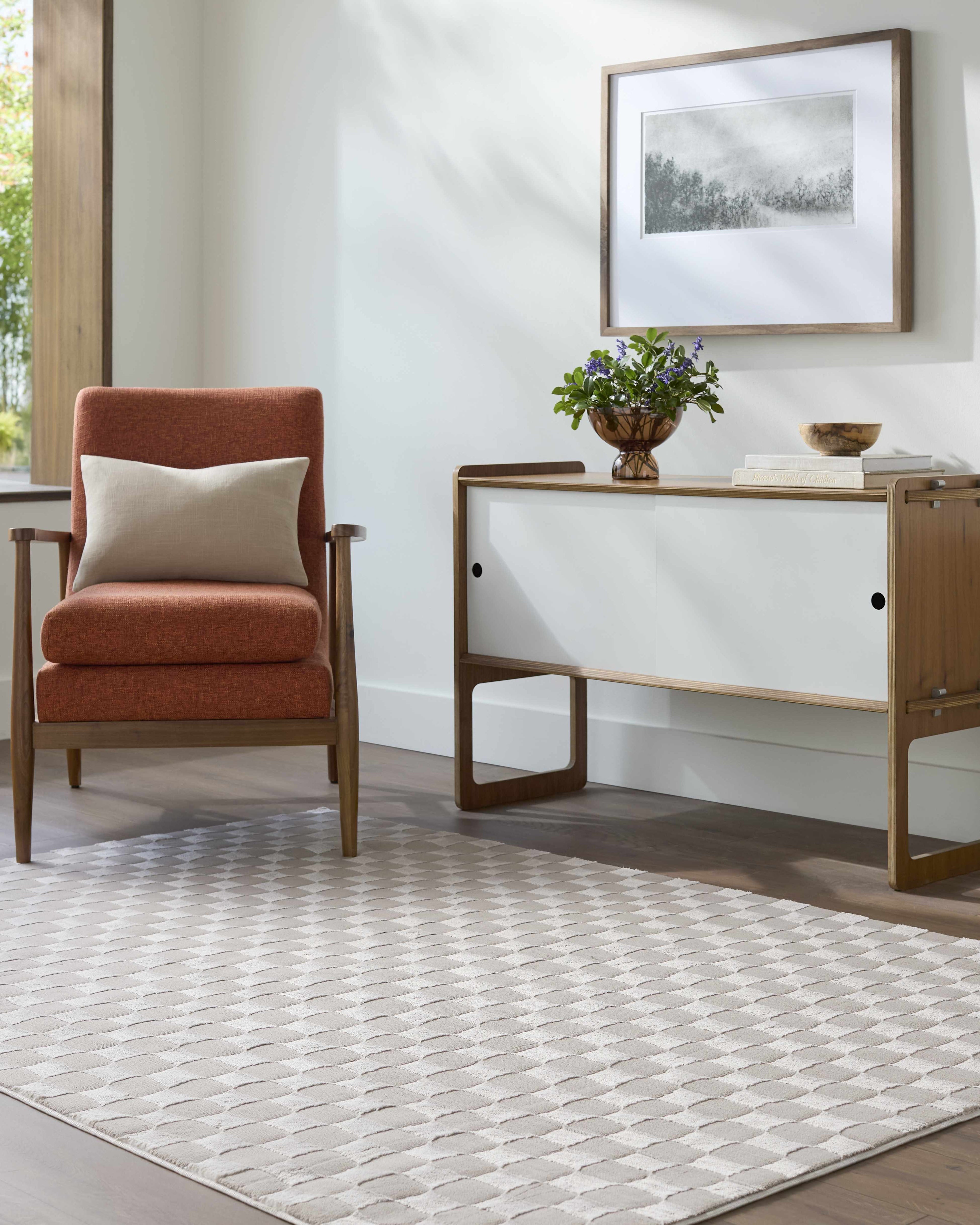 Carina Dark 3D Checkered Washable Area Rug