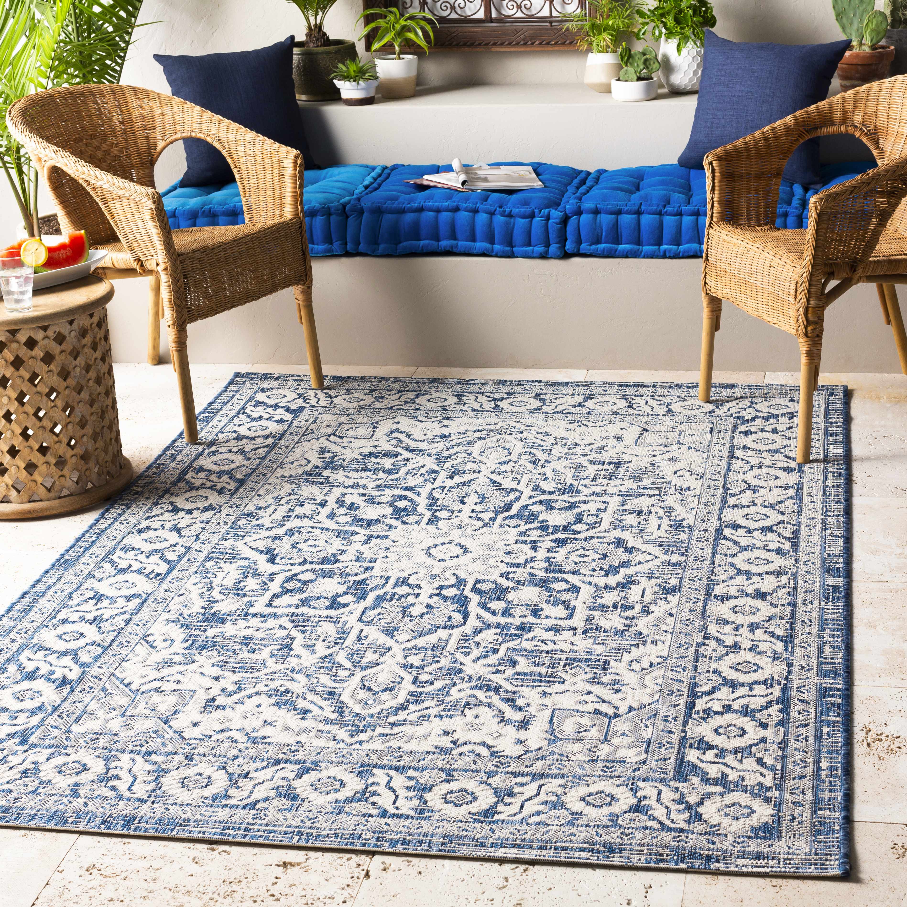 Etoile Navy Blue Performance Outdoor Rug