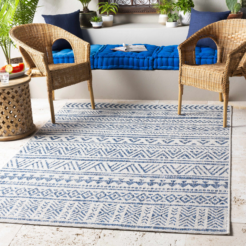 Novato Navy All Over Pattern Performance Outdoor Rug