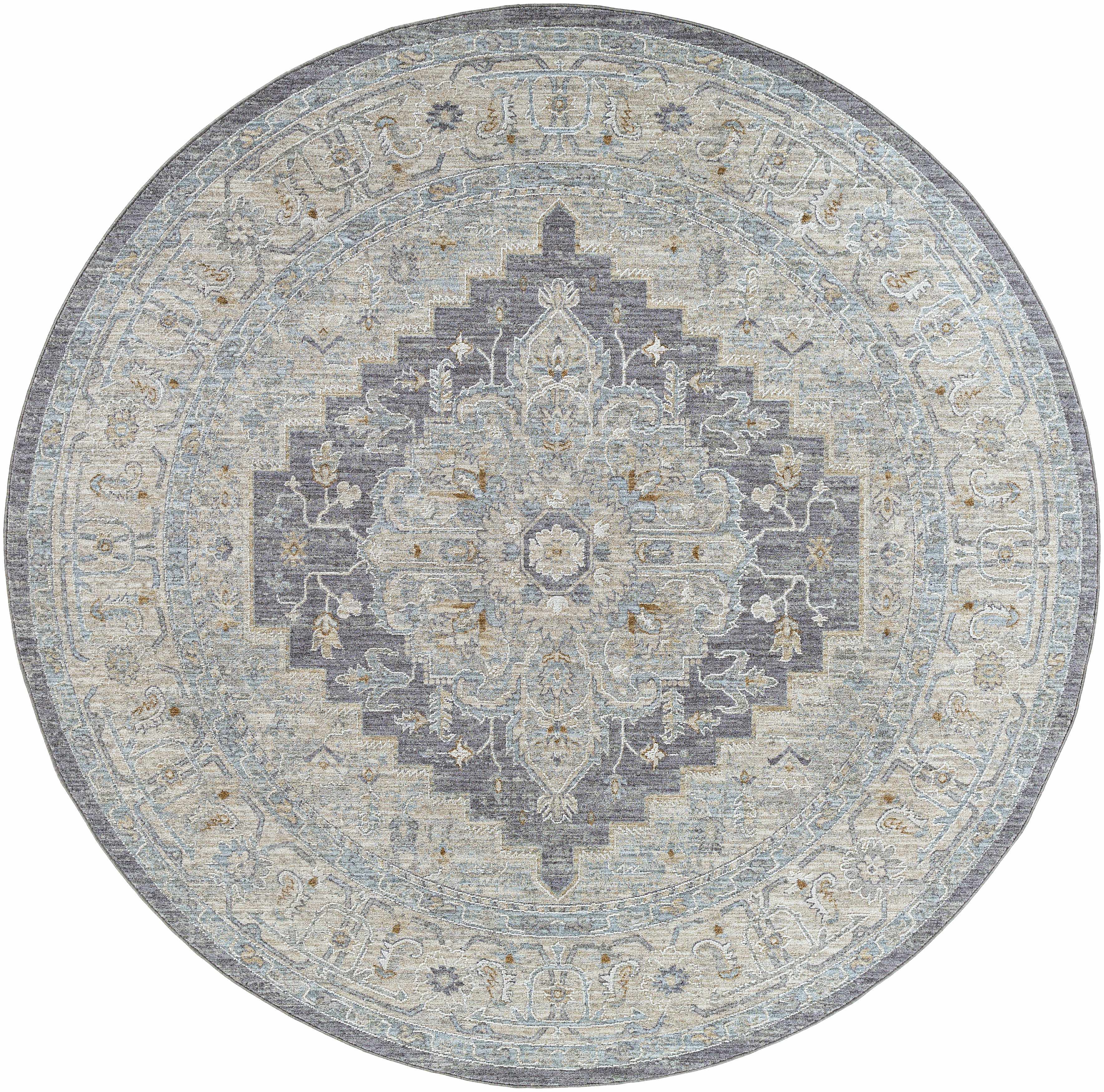 Sema Blue Medallion Thick Luxe Area Rug