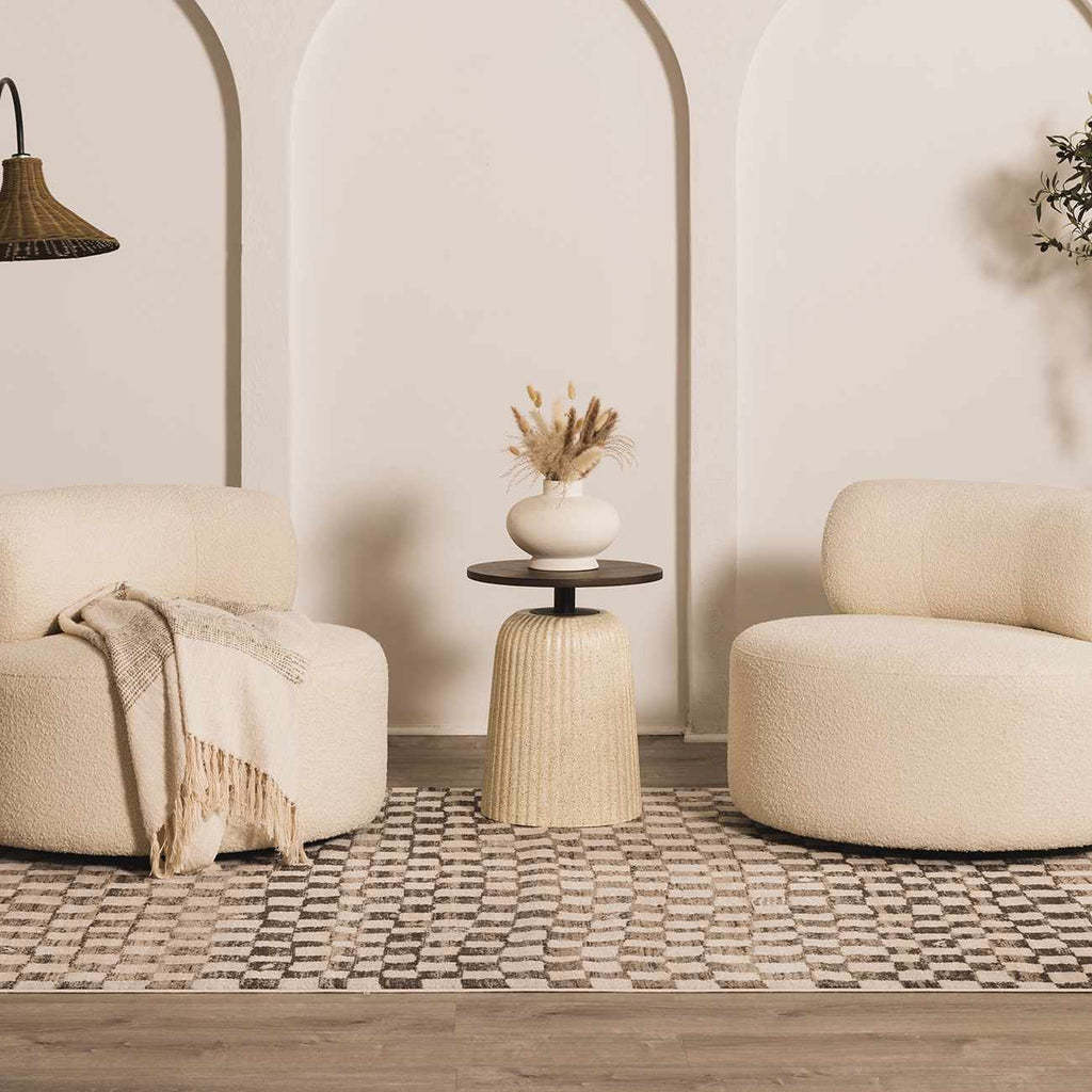 Benjy Cream & Charcoal Checkered Area Rug