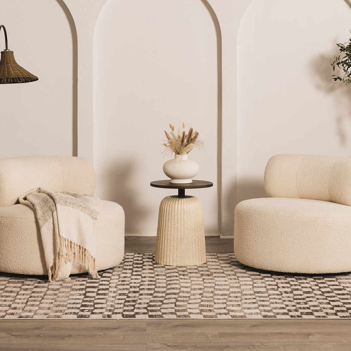 Benjy Cream & Charcoal Checkered Area Rug