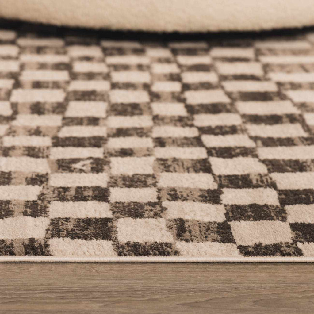 Benjy Cream & Charcoal Checkered Area Rug