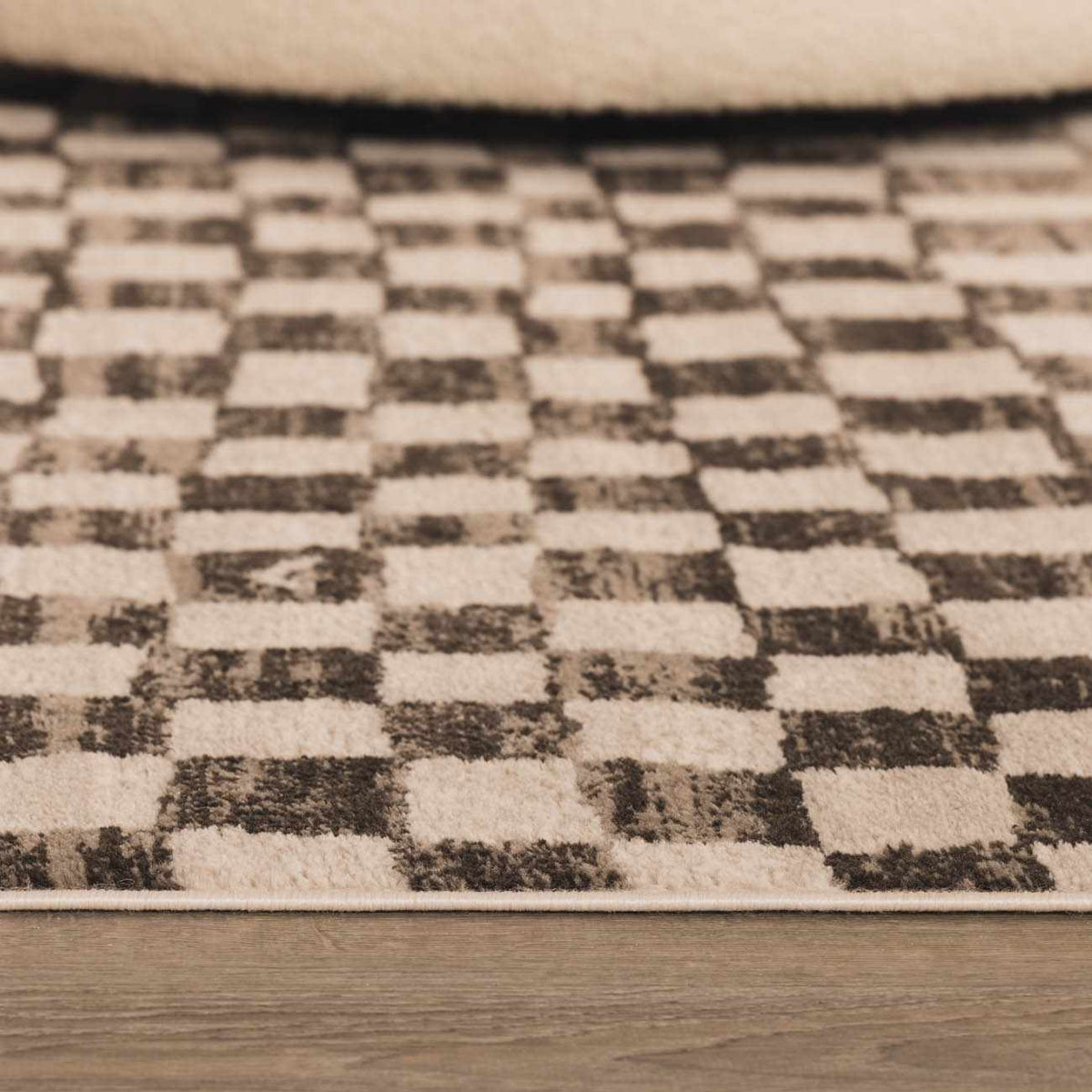 Benjy Cream & Charcoal Checkered Area Rug