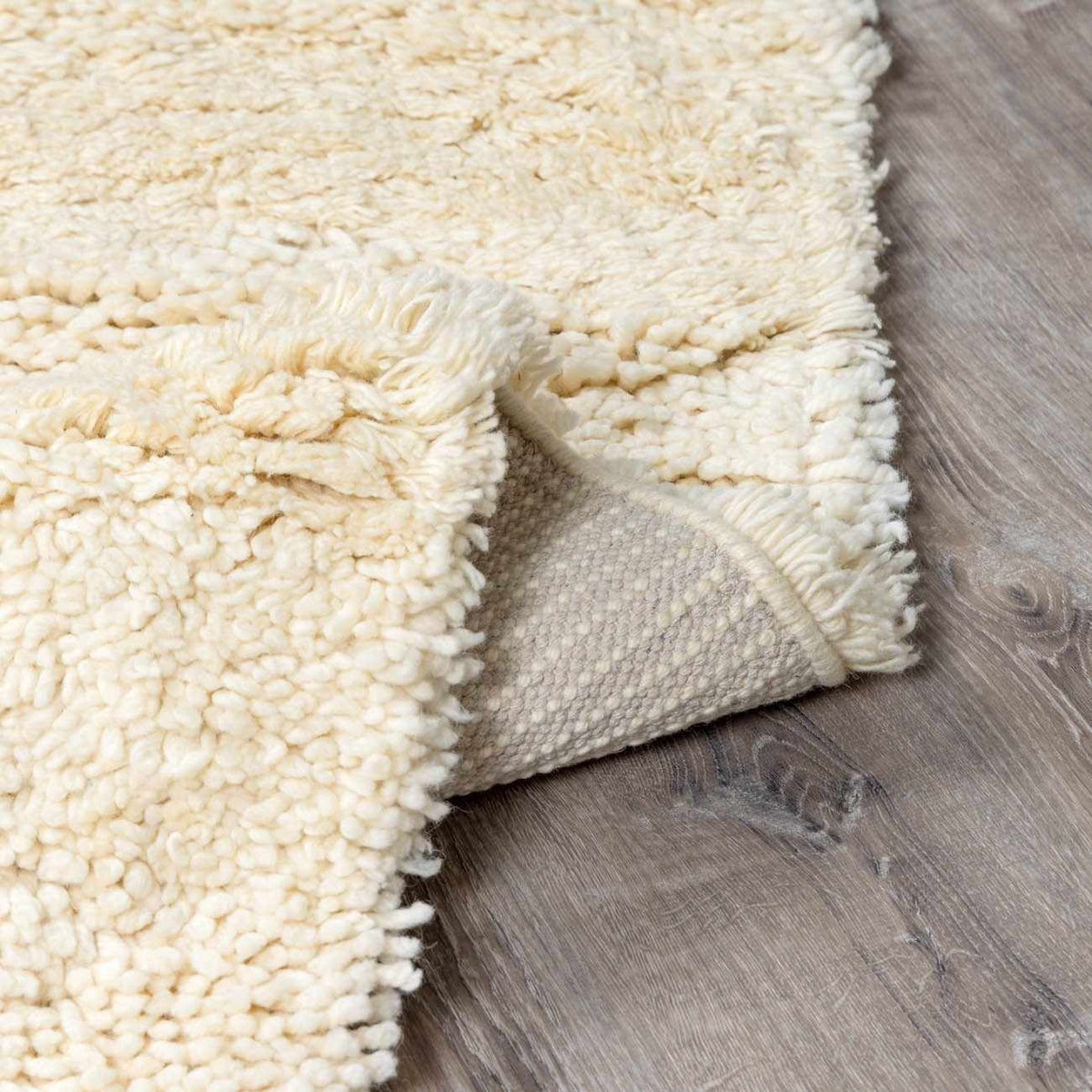 Kettering Solid Cream Wool Shag Rug