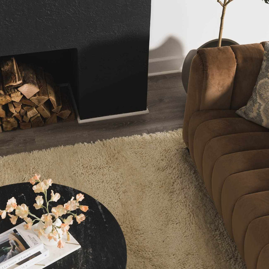 Kettering Solid Cream Wool Shag Rug