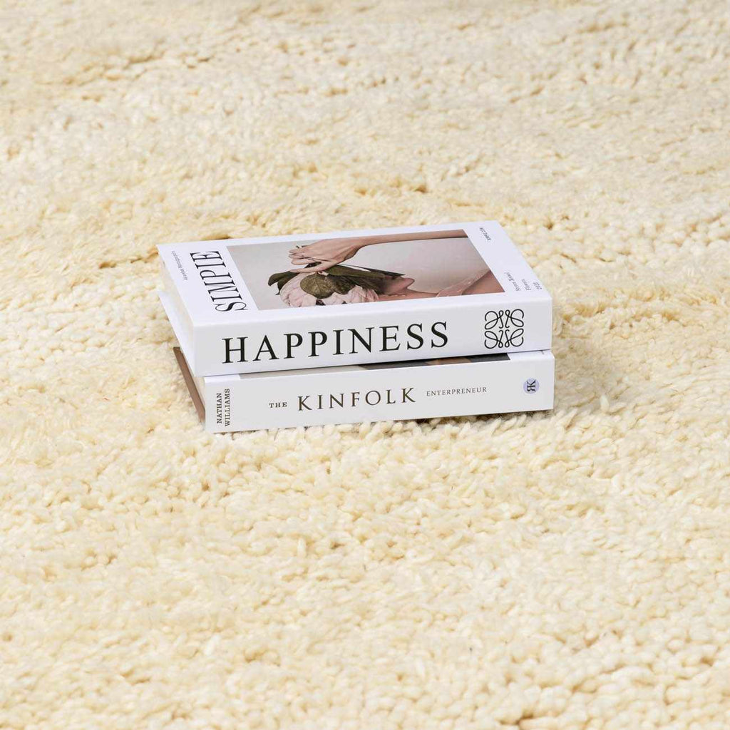 Kettering Solid Cream Wool Shag Rug
