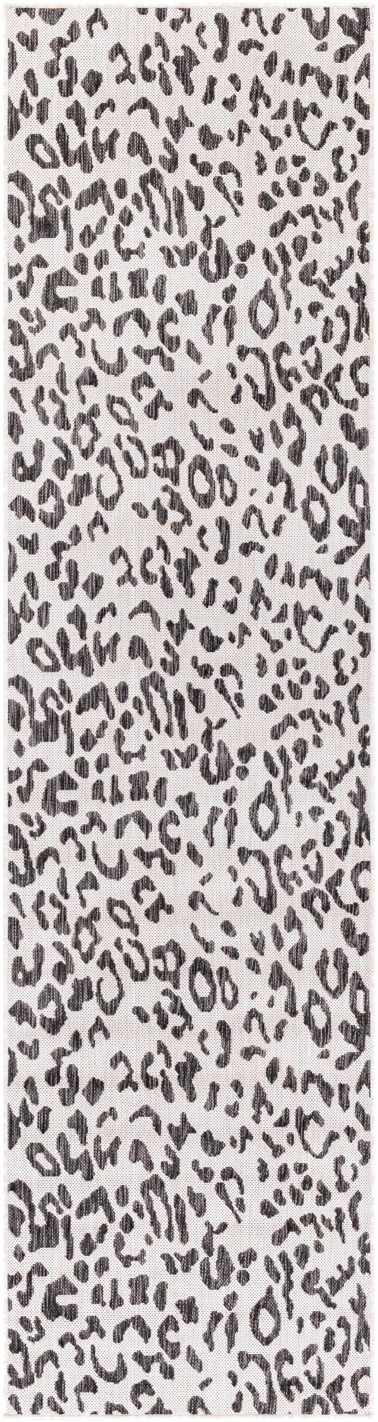 Alderbury White Leopard Print Outdoor Rug