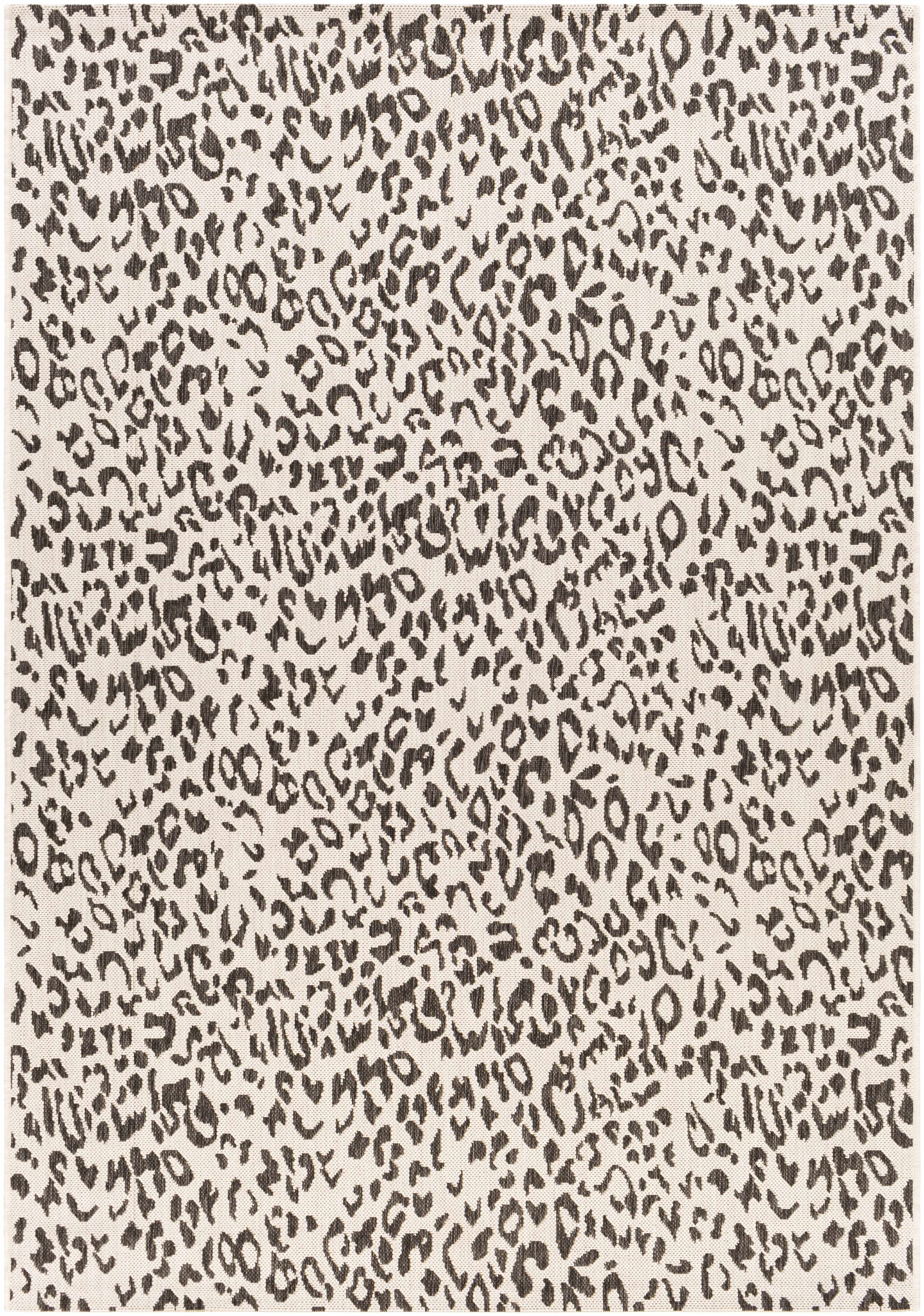 Alderbury White Leopard Print Outdoor Rug