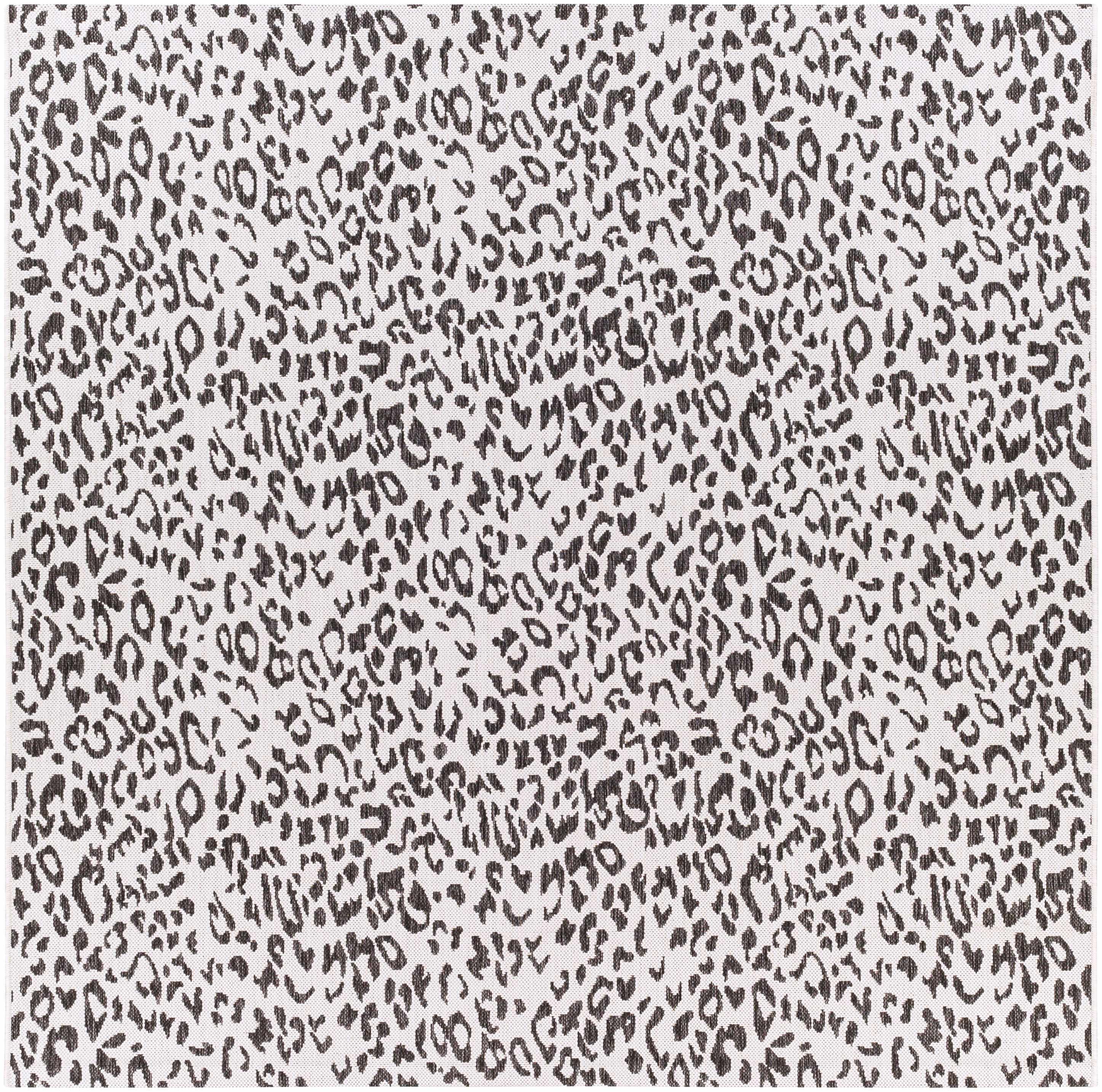 Alderbury White Leopard Print Outdoor Rug