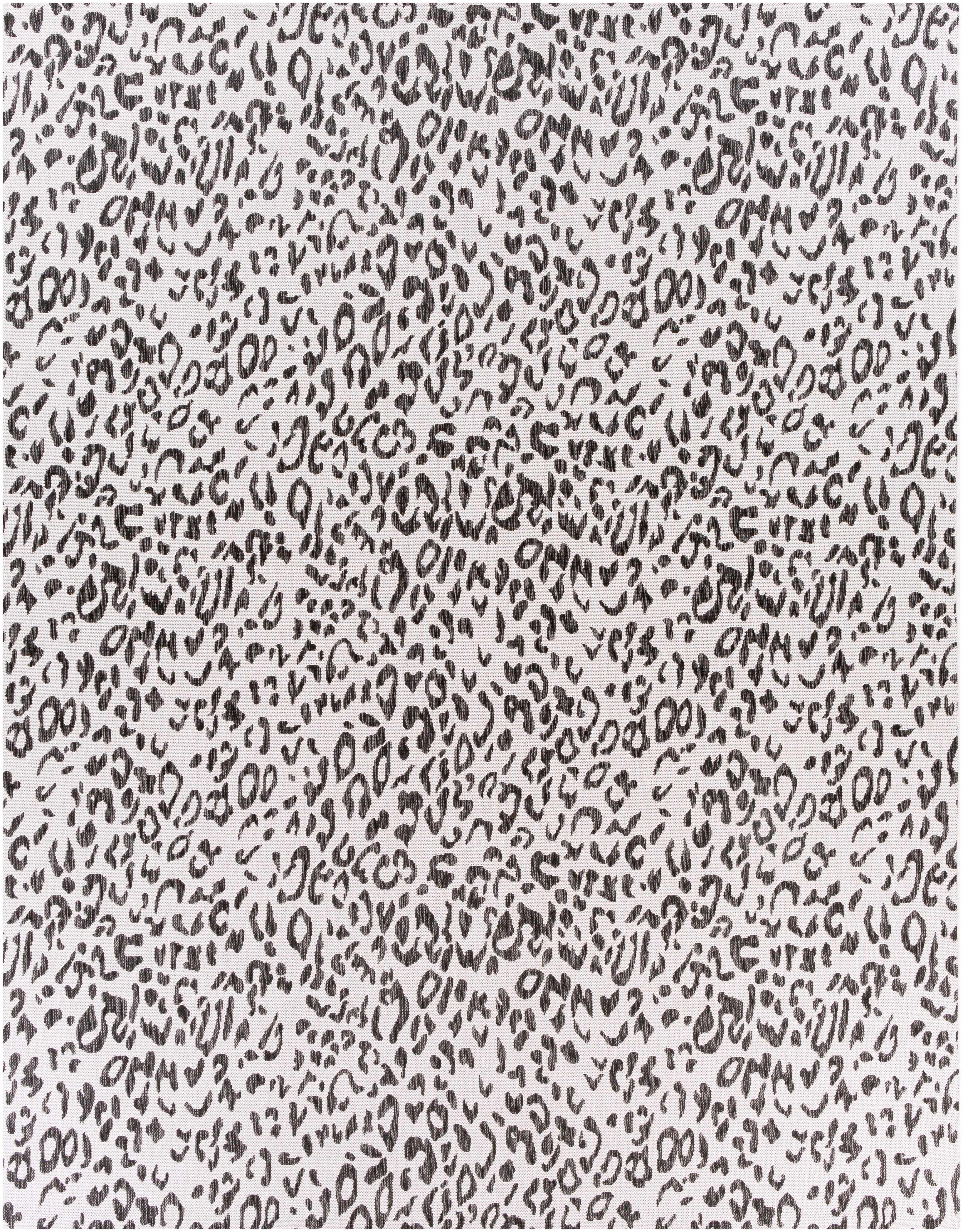 Alderbury White Leopard Print Outdoor Rug