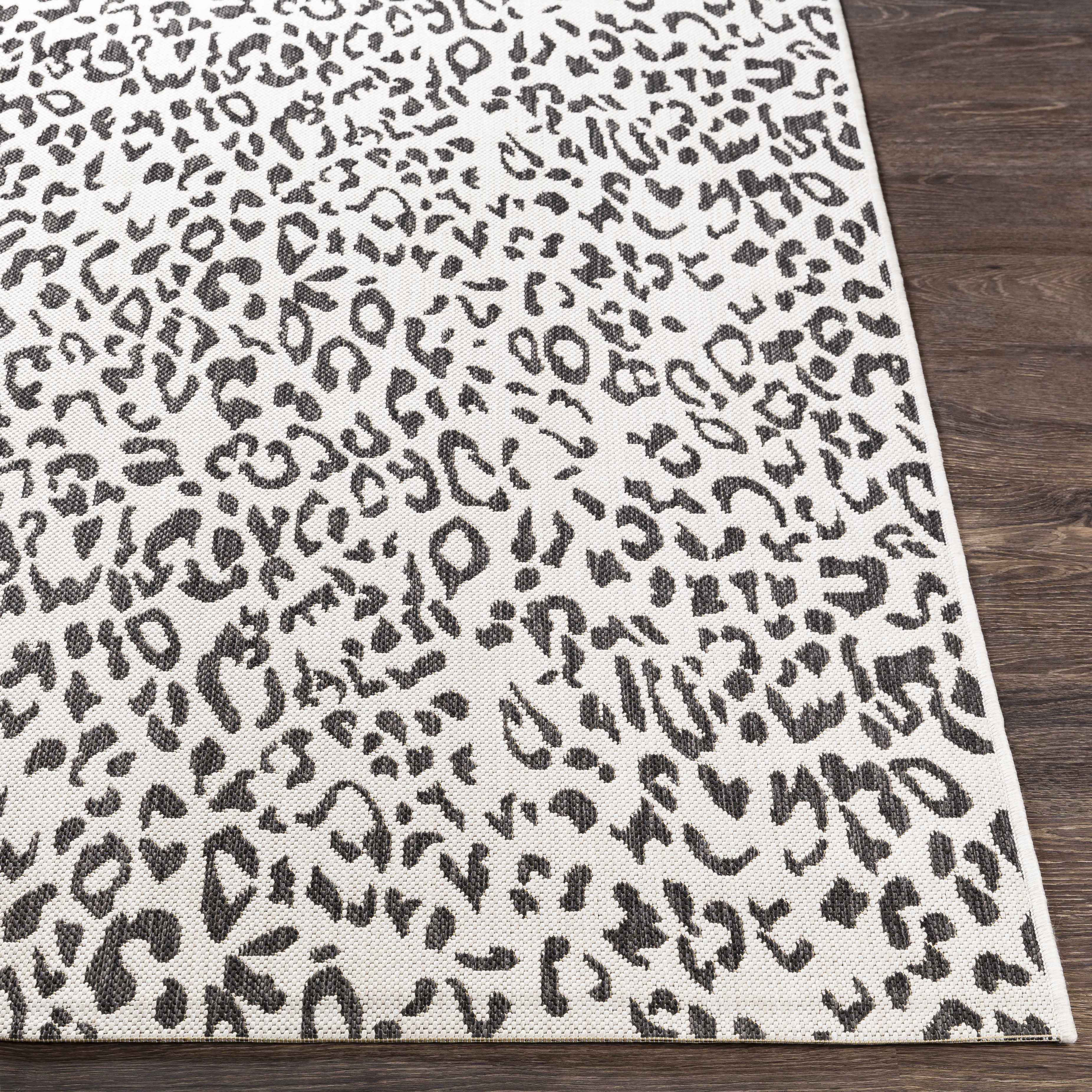 Alderbury White Leopard Print Outdoor Rug