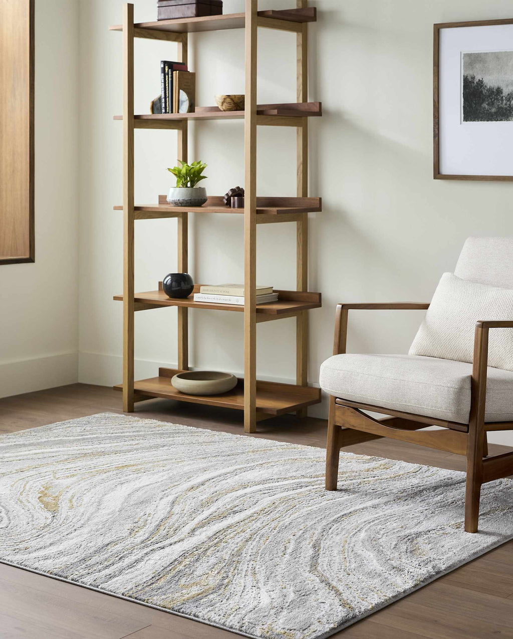 Live Marble Gray & Gold Area Rug