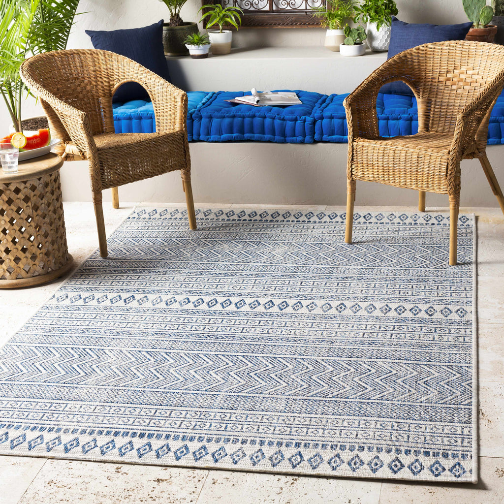 Madras Light Blue Green All Over Performance Outdoor Area Rug