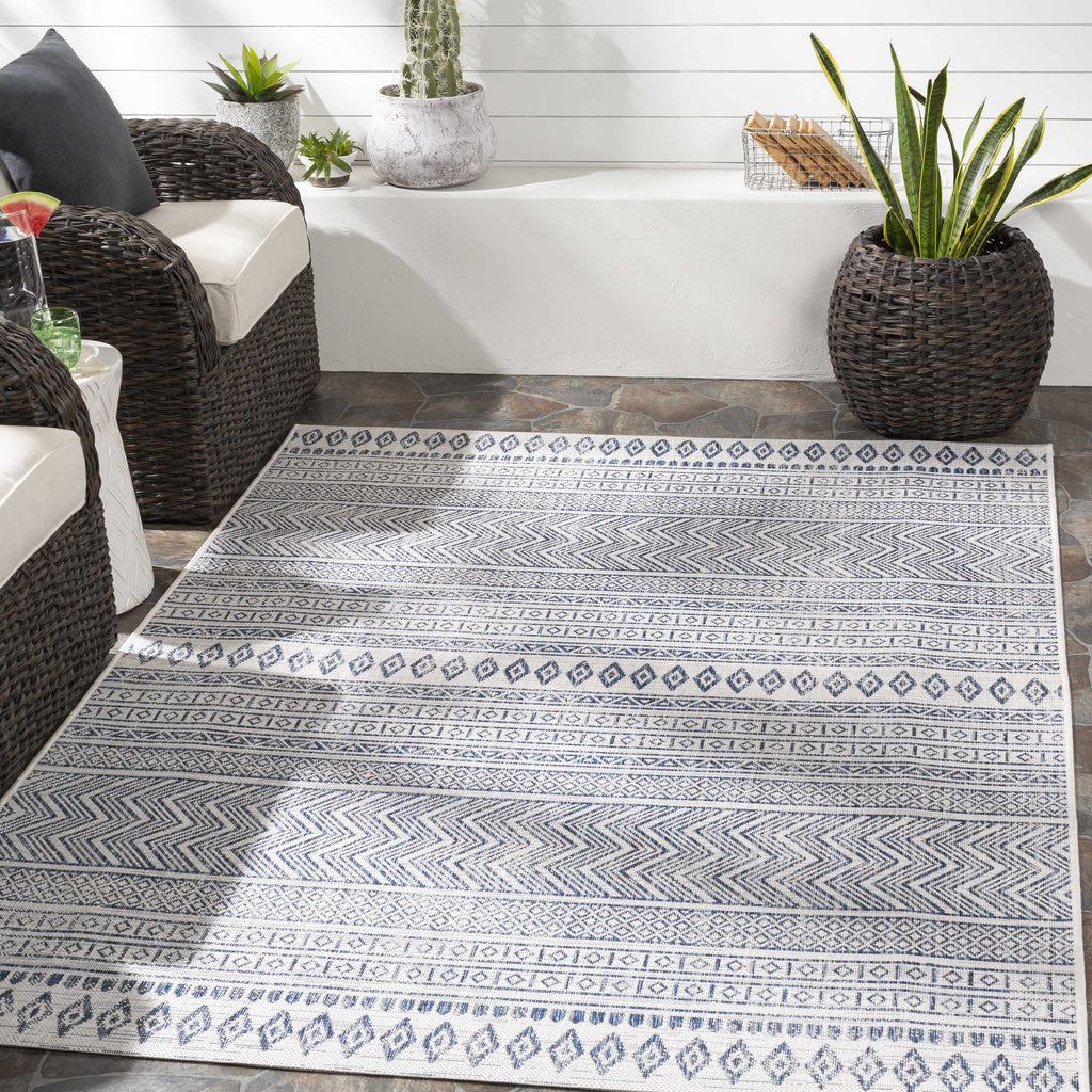 Madras Light Blue Green All Over Performance Outdoor Area Rug