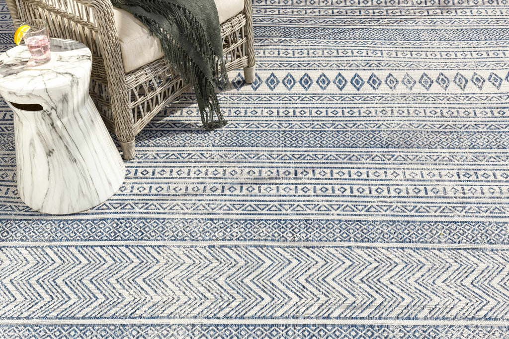 Madras Light Blue Green All Over Performance Outdoor Area Rug