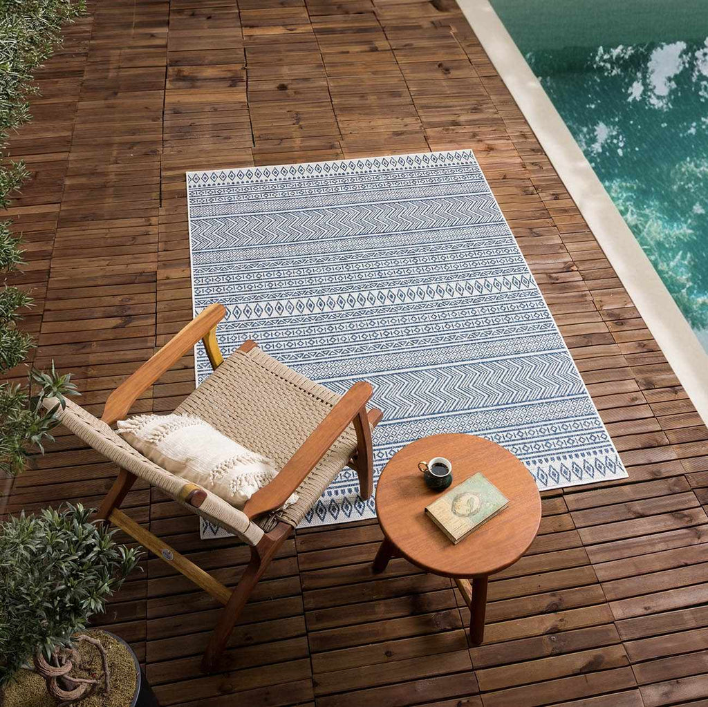 Madras Light Blue Green All Over Performance Outdoor Area Rug