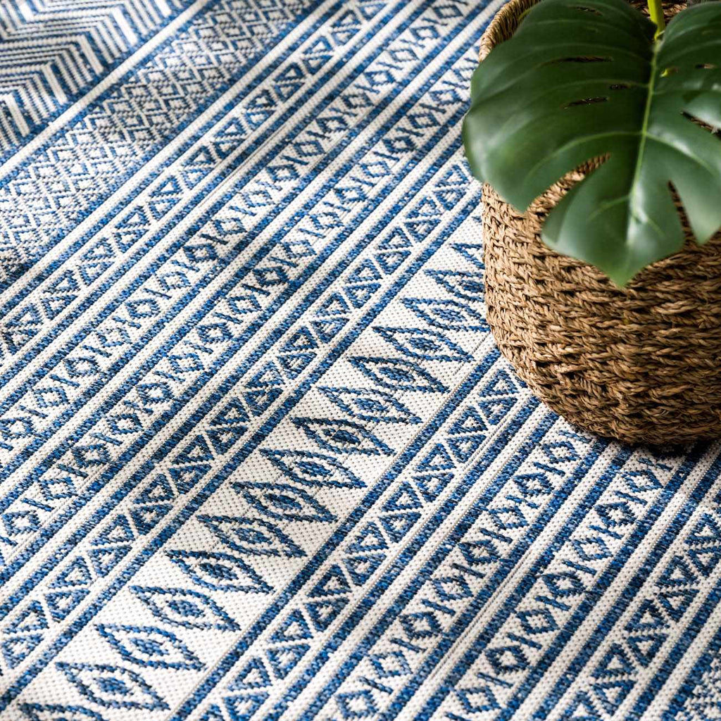 Madras Light Blue Green All Over Performance Outdoor Area Rug