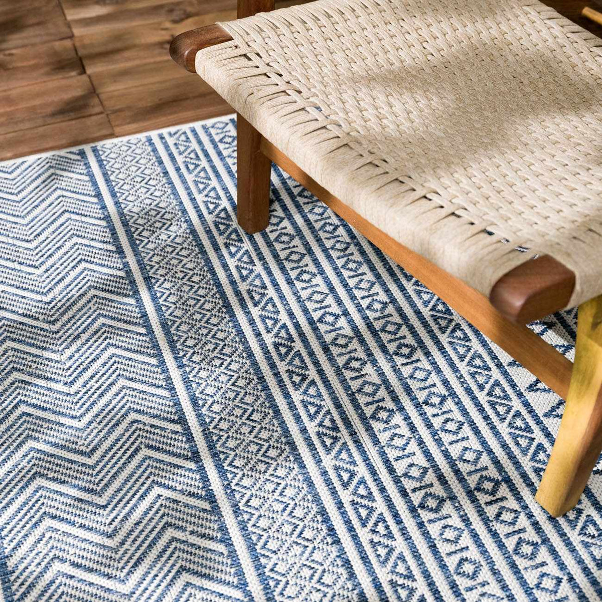 Madras Light Blue Green All Over Performance Outdoor Area Rug