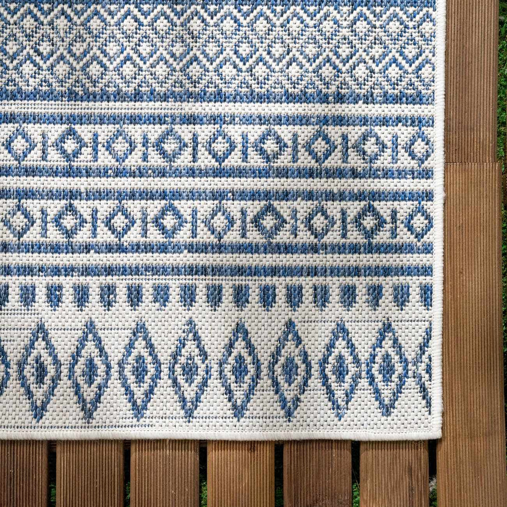 Madras Light Blue Green All Over Performance Outdoor Area Rug