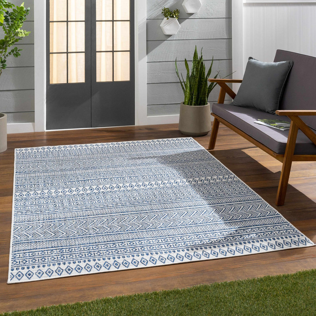 Madras Light Blue Green All Over Performance Outdoor Area Rug