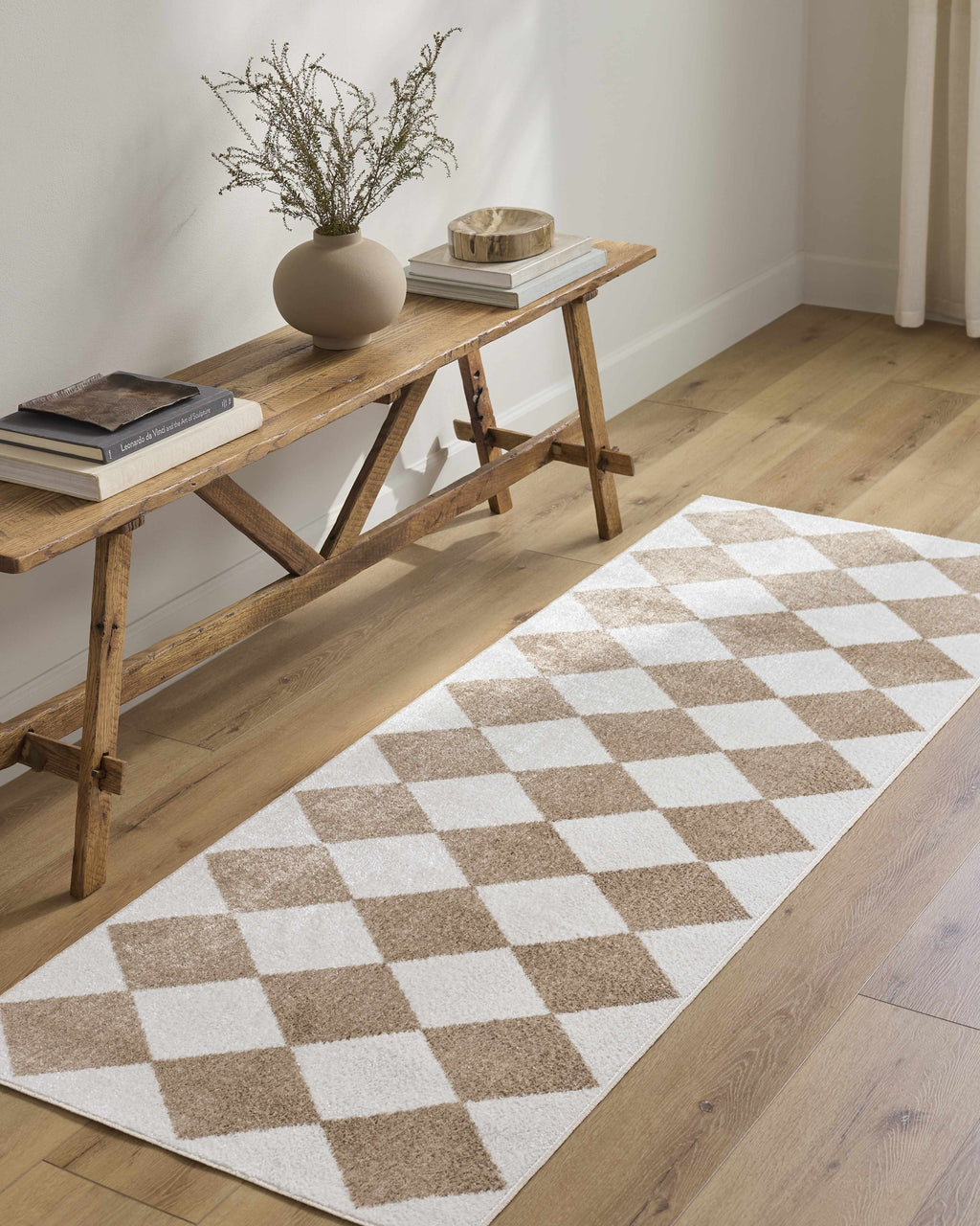 Ulric Brown Diamond Washable Area Rug