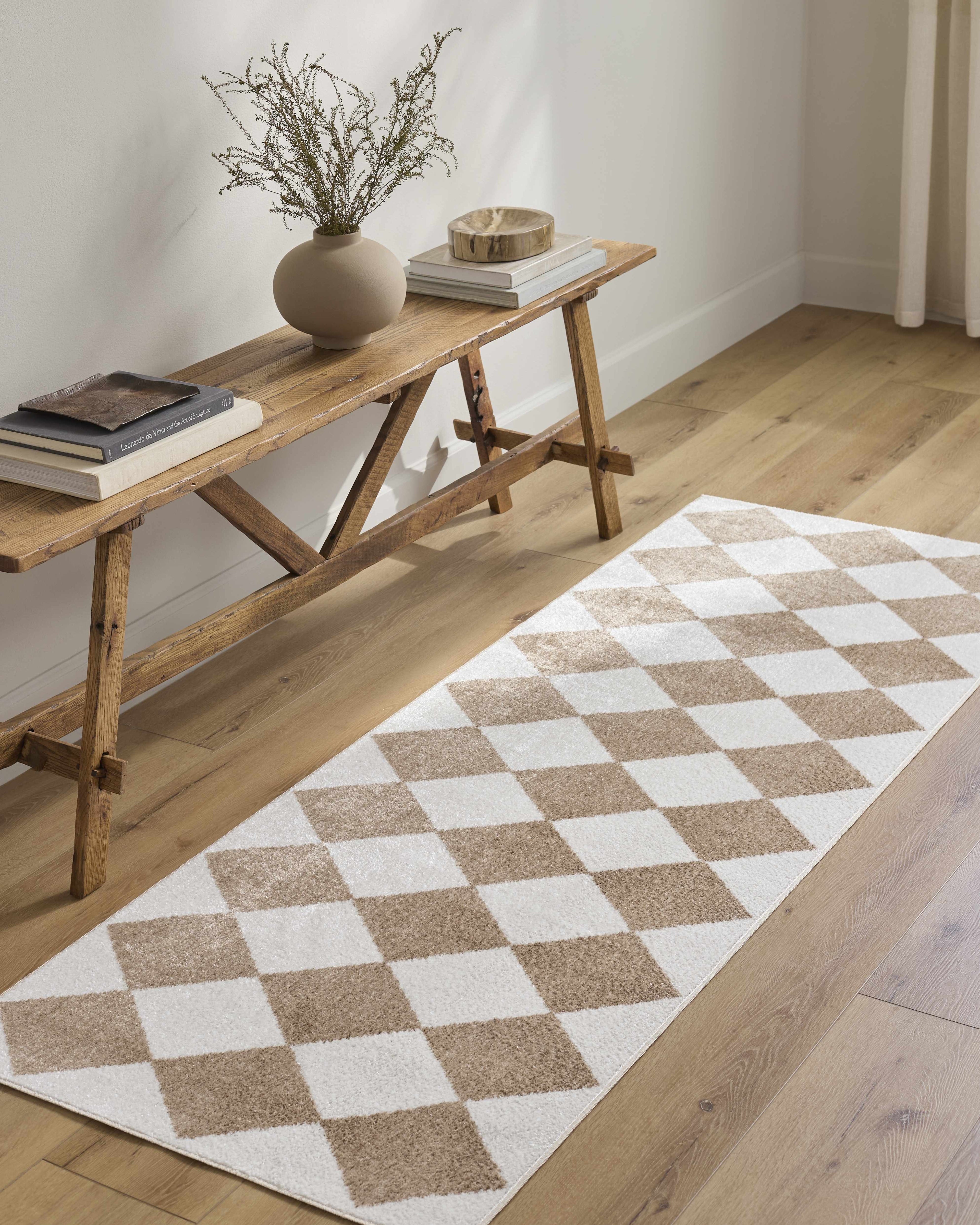 Ulric Brown Diamond Washable Area Rug
