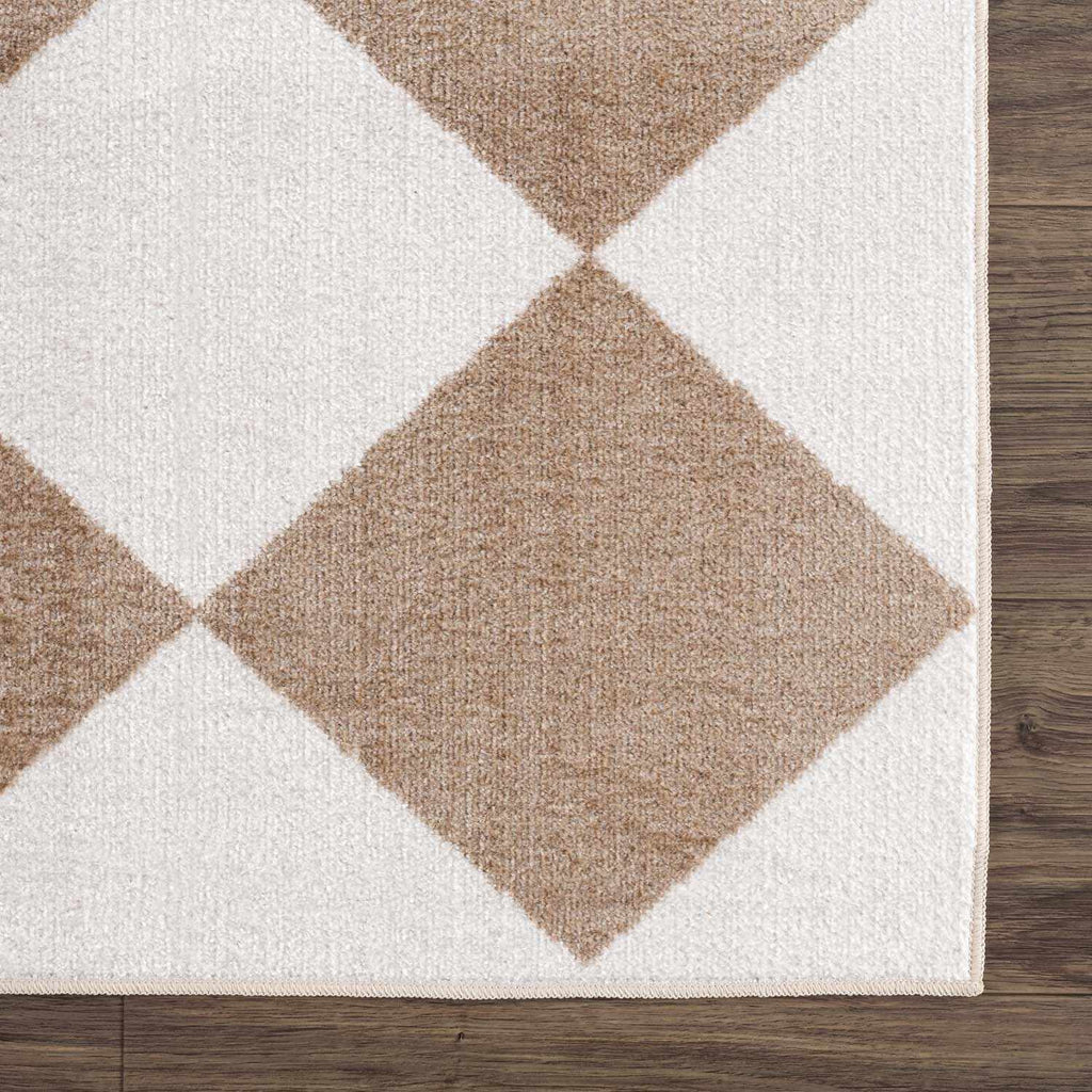 Ulric Brown Diamond Washable Area Rug