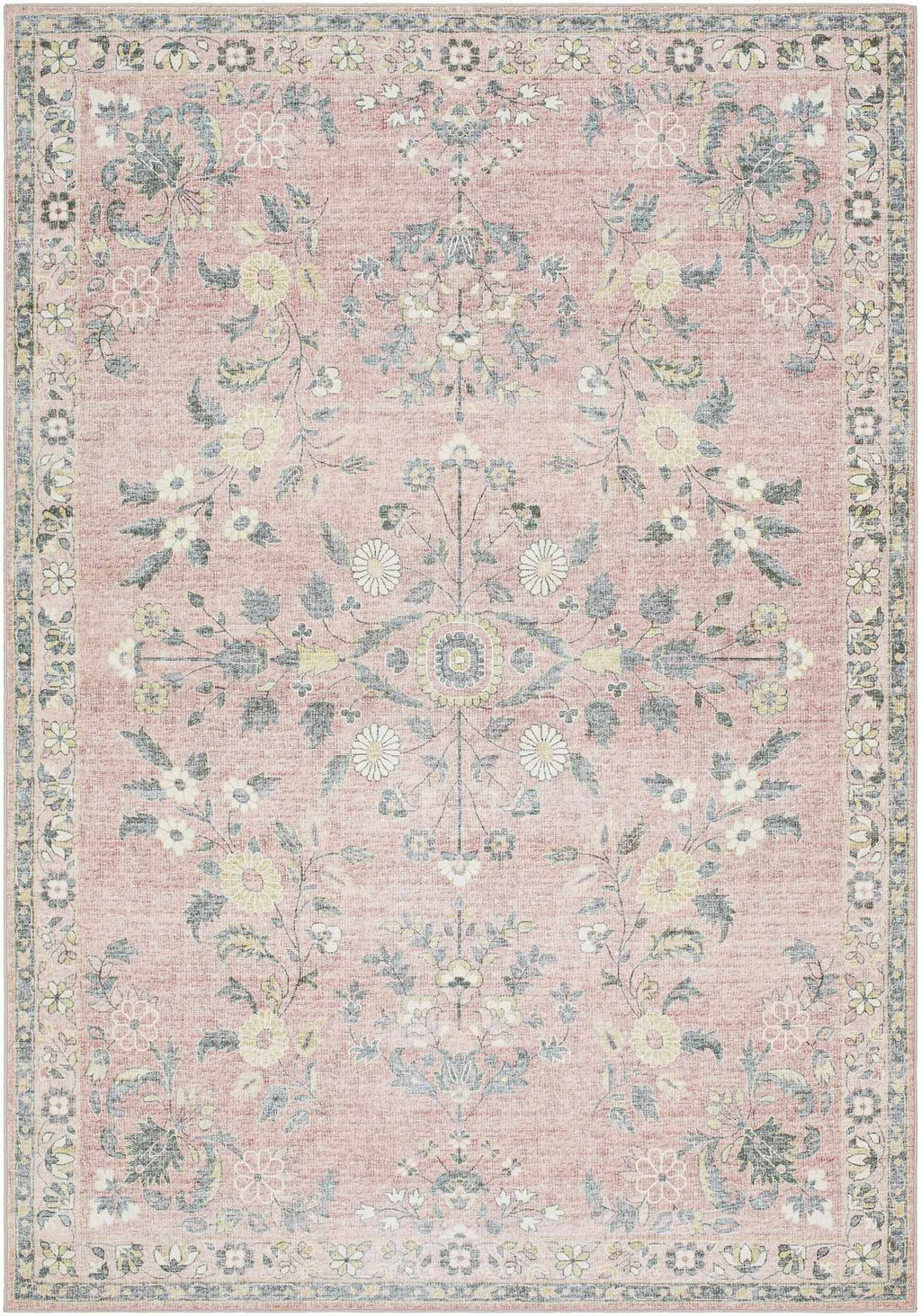 Meyly Pink Washable Area Rug