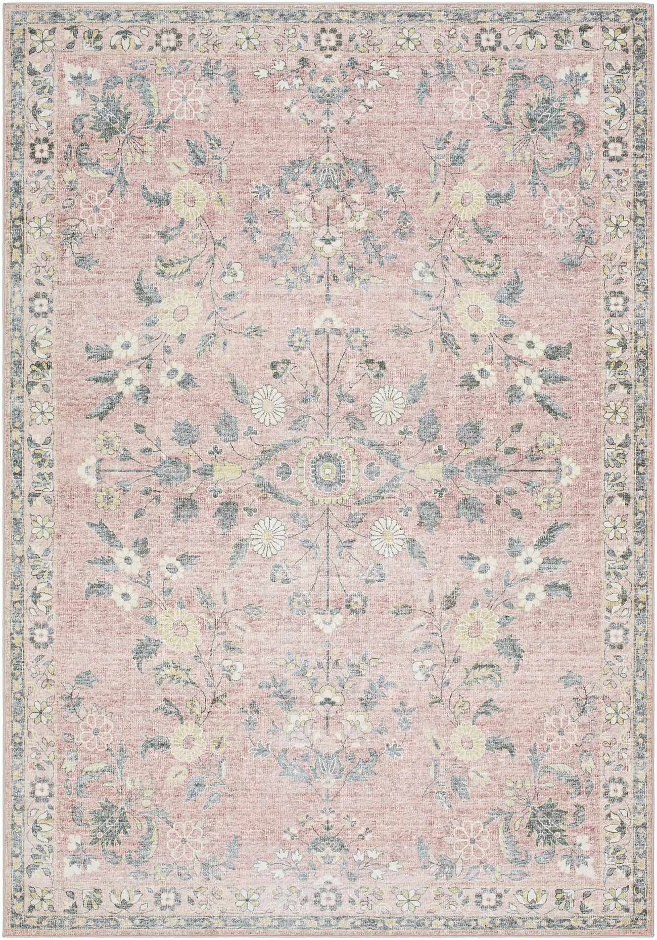 Meyly Pink Washable Area Rug