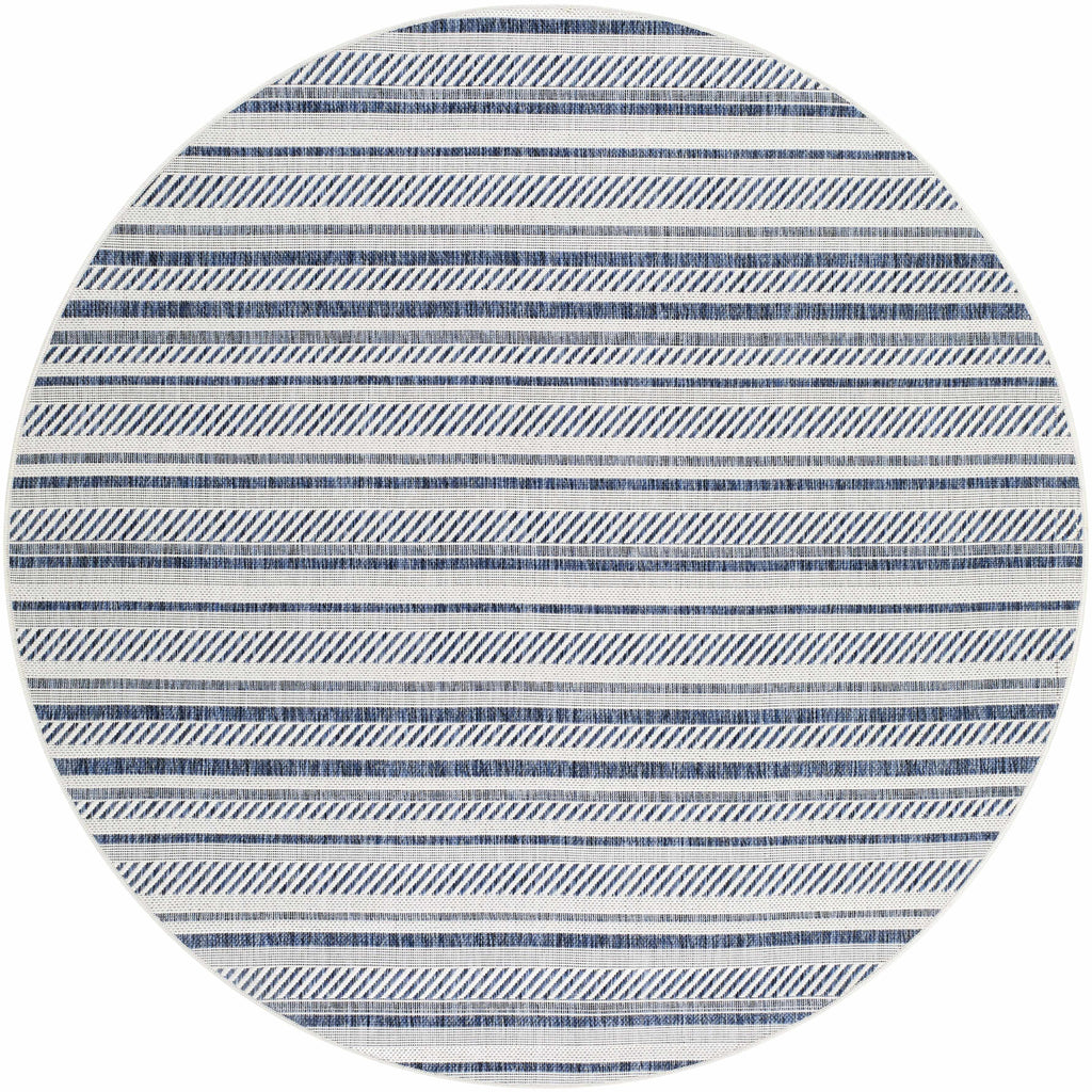 Olin White&Blue Striped Nordic Outdoor Rug