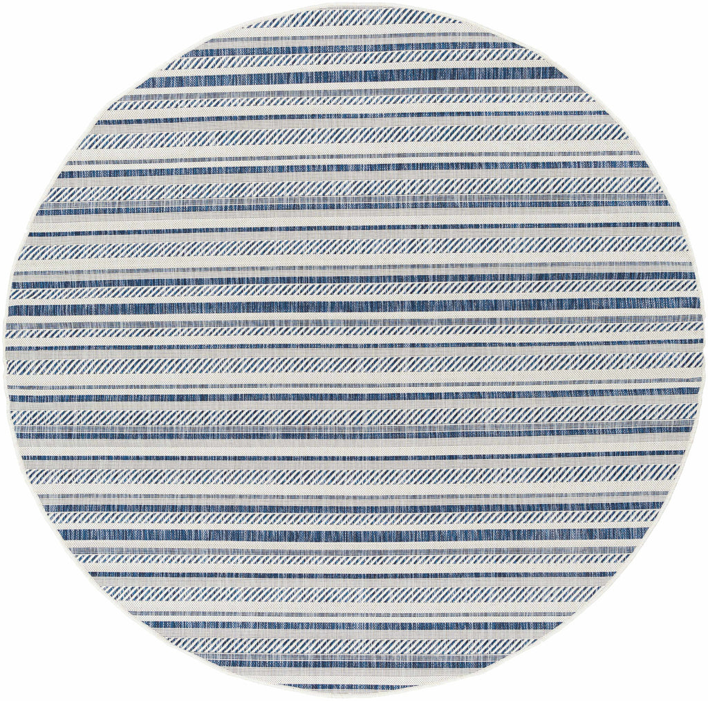Olin White&Blue Striped Nordic Outdoor Rug