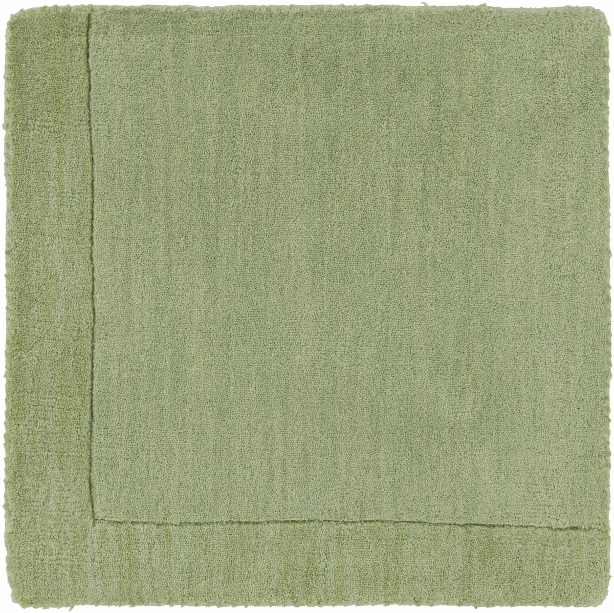 Bordered Solid Green Wool Rug