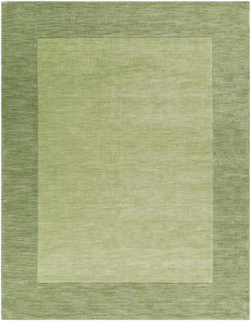 Bordered Solid Green Wool Rug