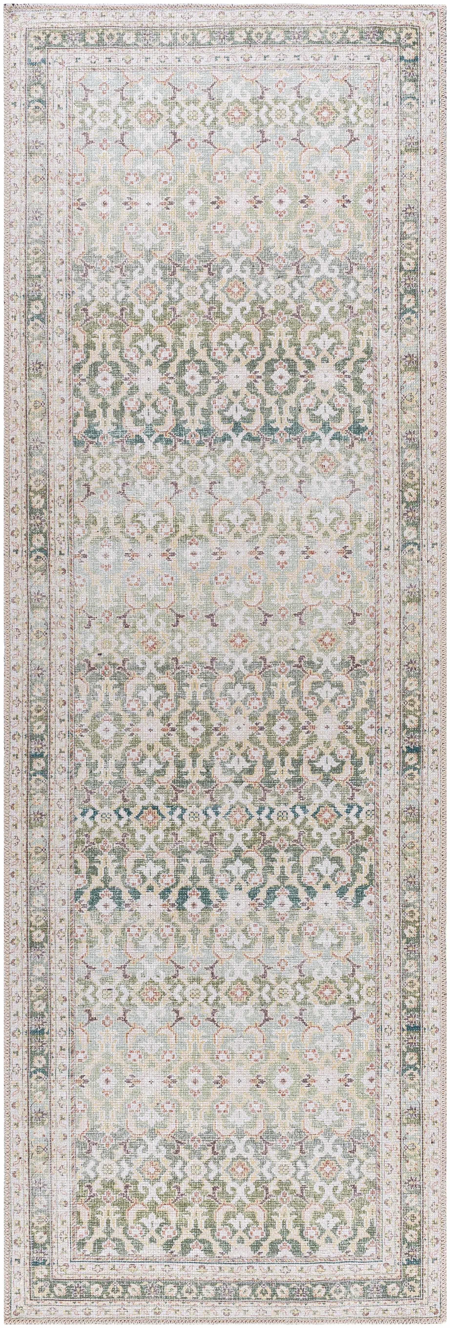 Our PNW Home Rainier Damask Green Washable Rug
