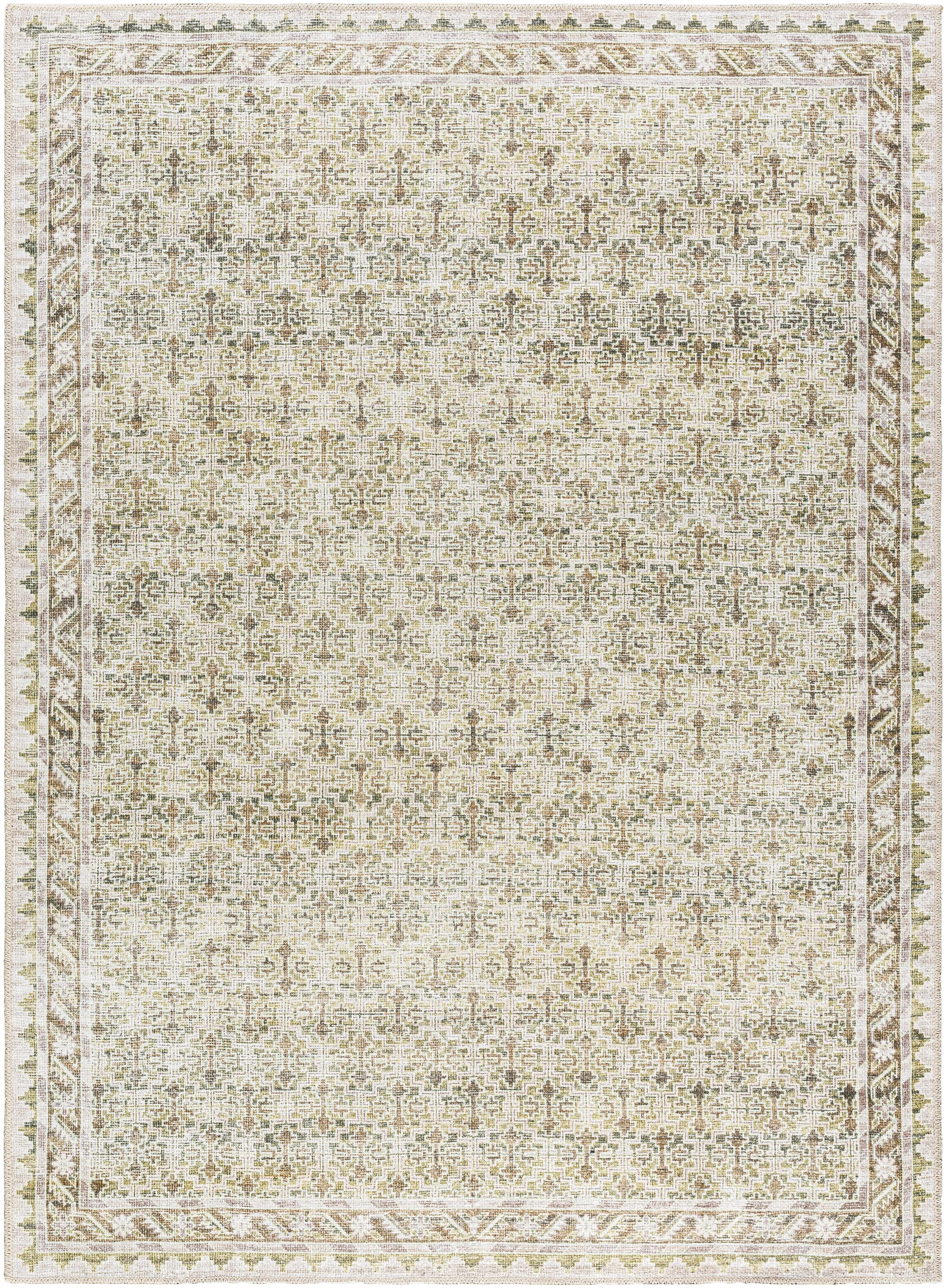 Livabliss x Our PNW Home Rainier Damask Tan Washable Rug