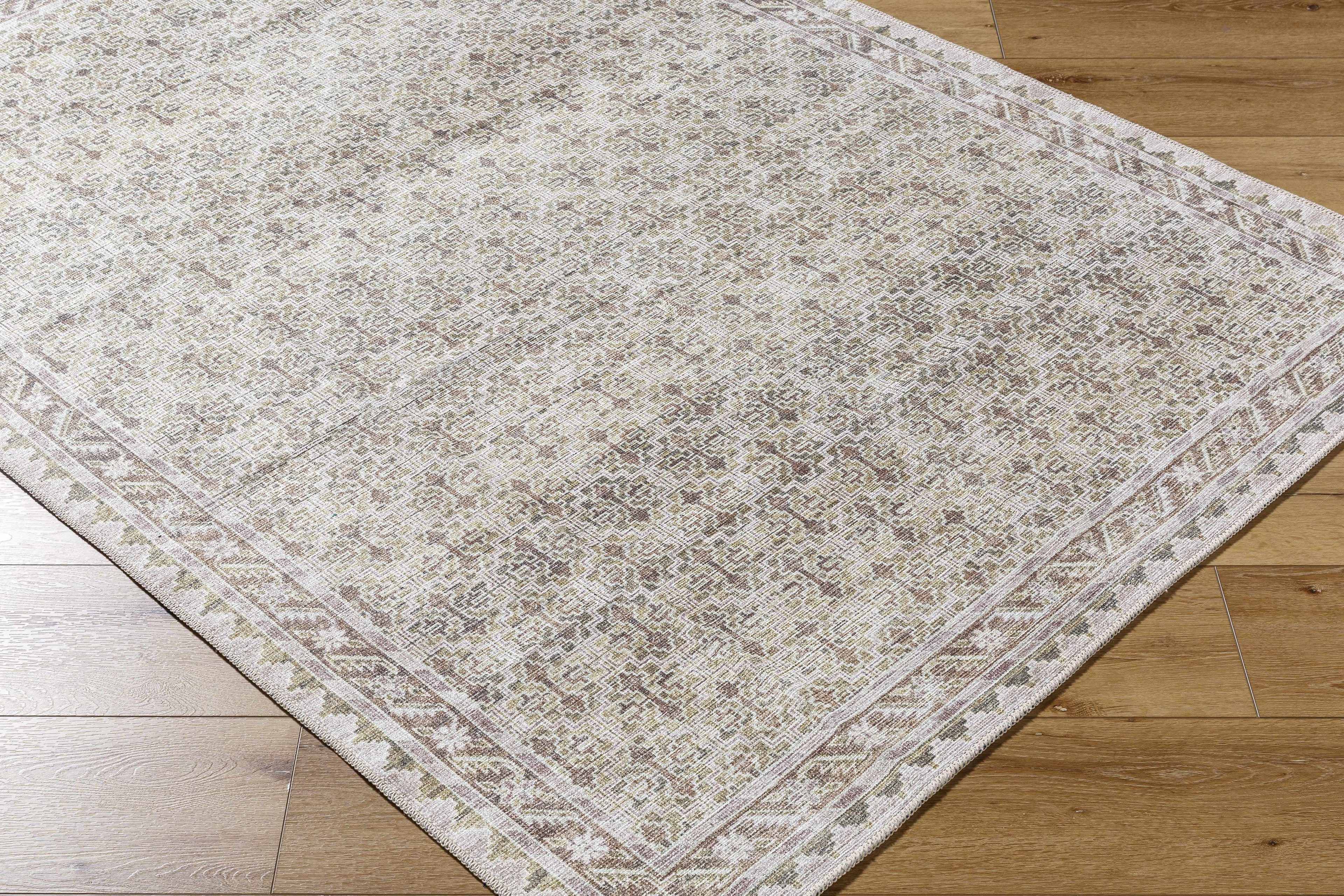 Livabliss x Our PNW Home Rainier Damask Tan Washable Rug