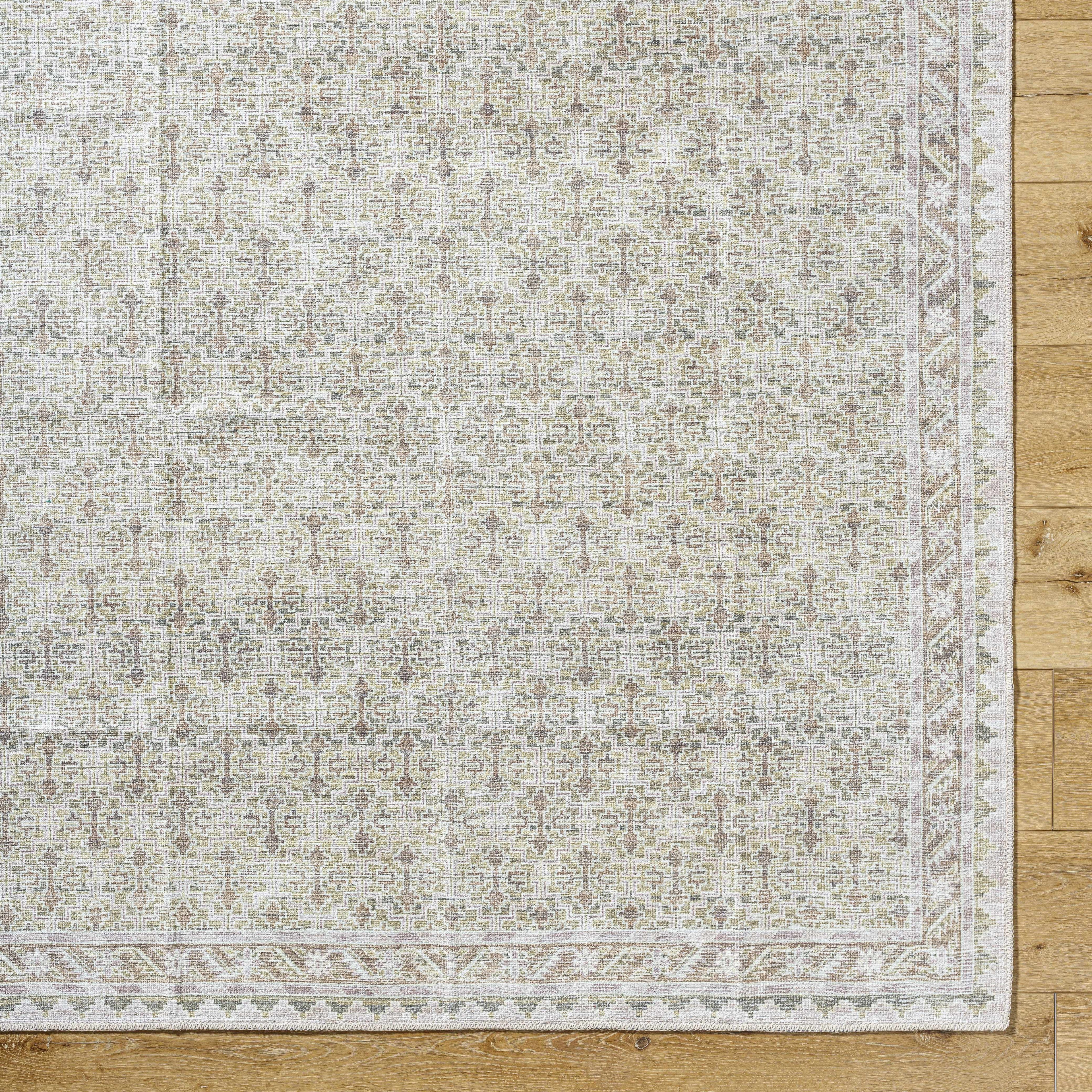 Livabliss x Our PNW Home Rainier Damask Tan Washable Rug