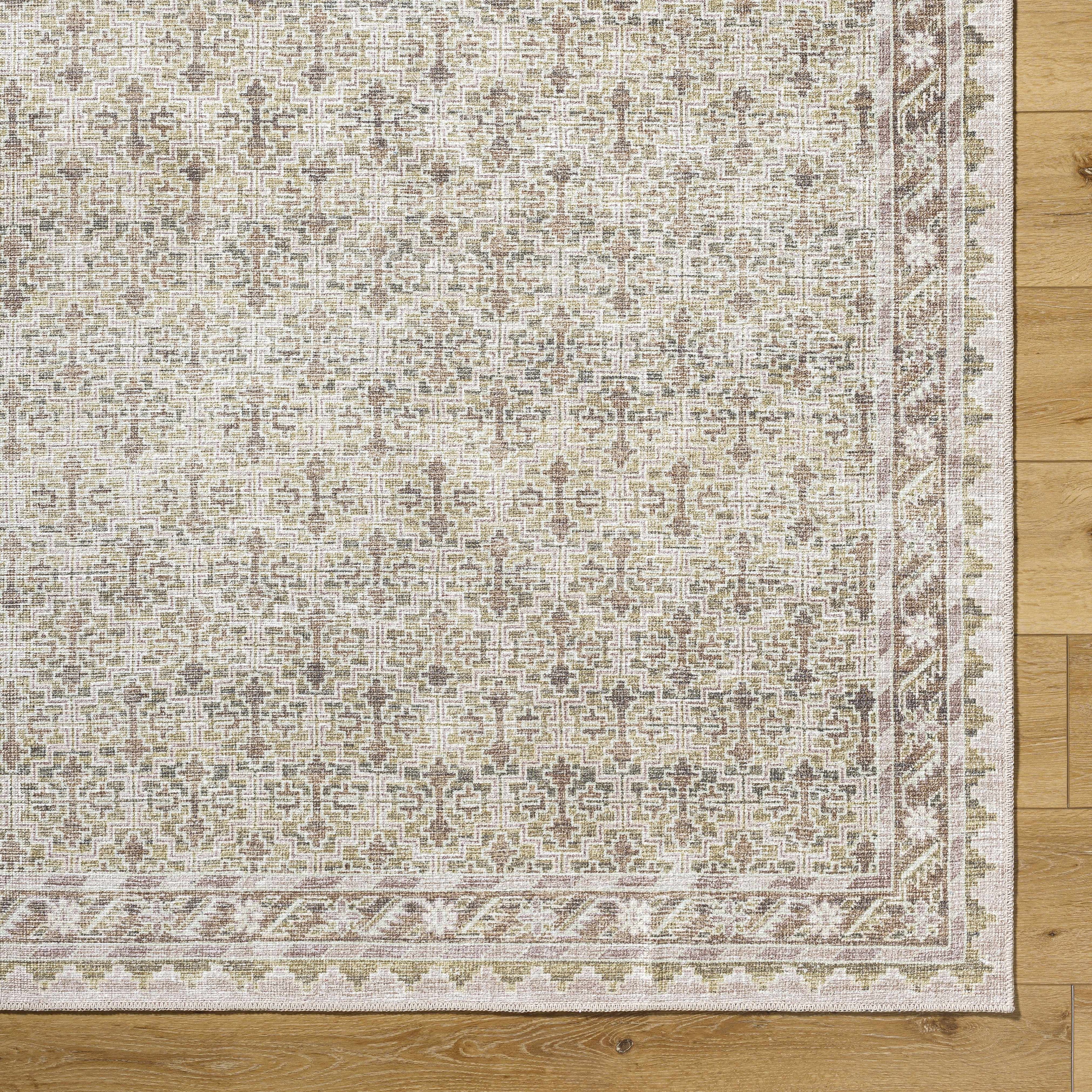Livabliss x Our PNW Home Rainier Damask Tan Washable Rug