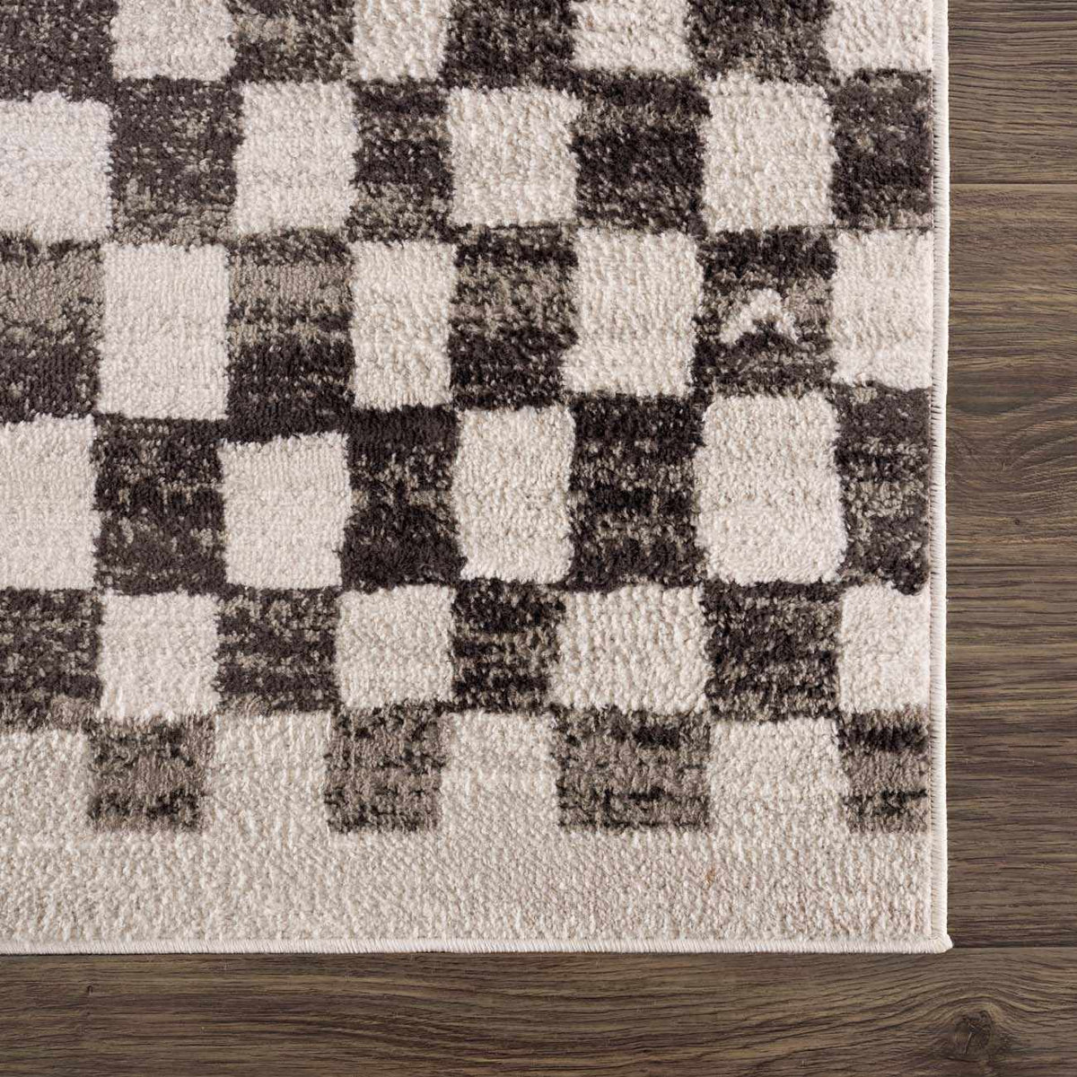 Benjy Cream & Charcoal Checkered Area Rug