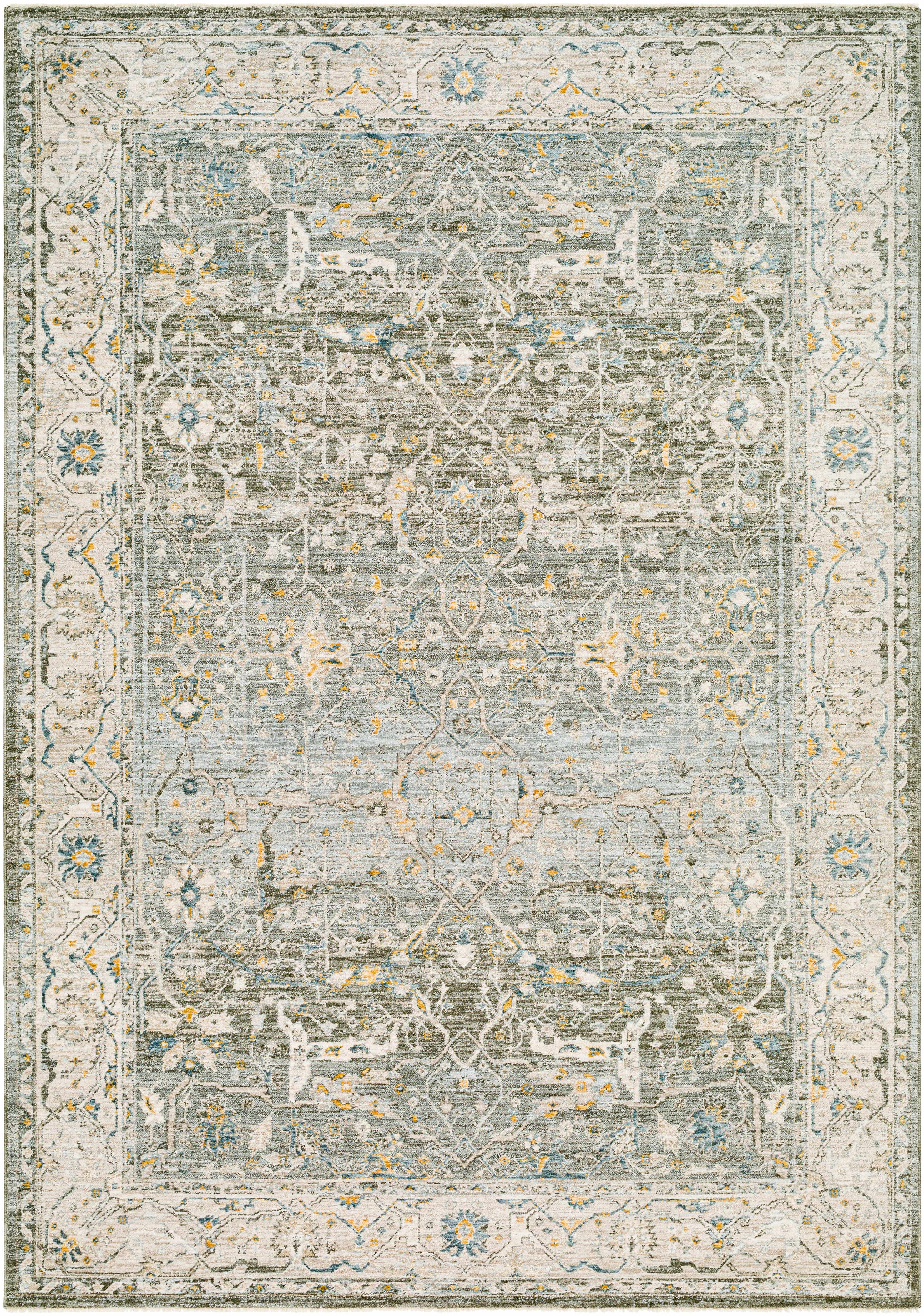 Aviva Teal Textured Rug with Fringes