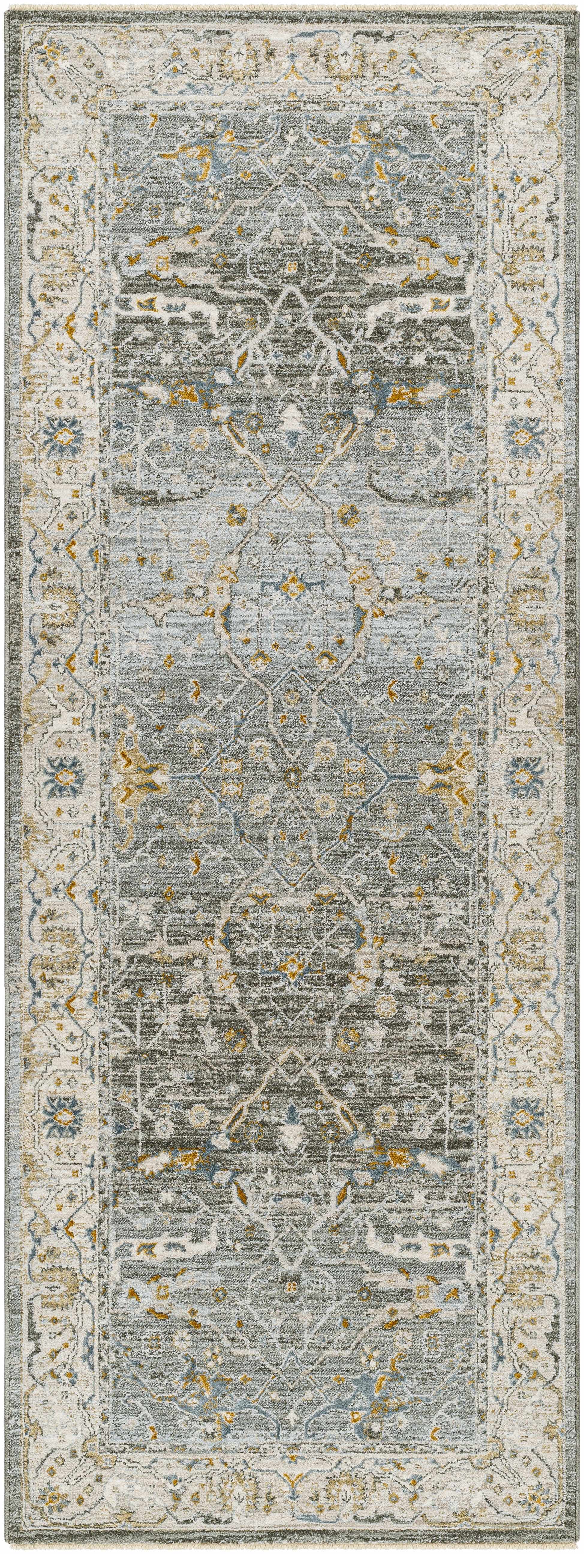 Aviva Teal Textured Rug with Fringes