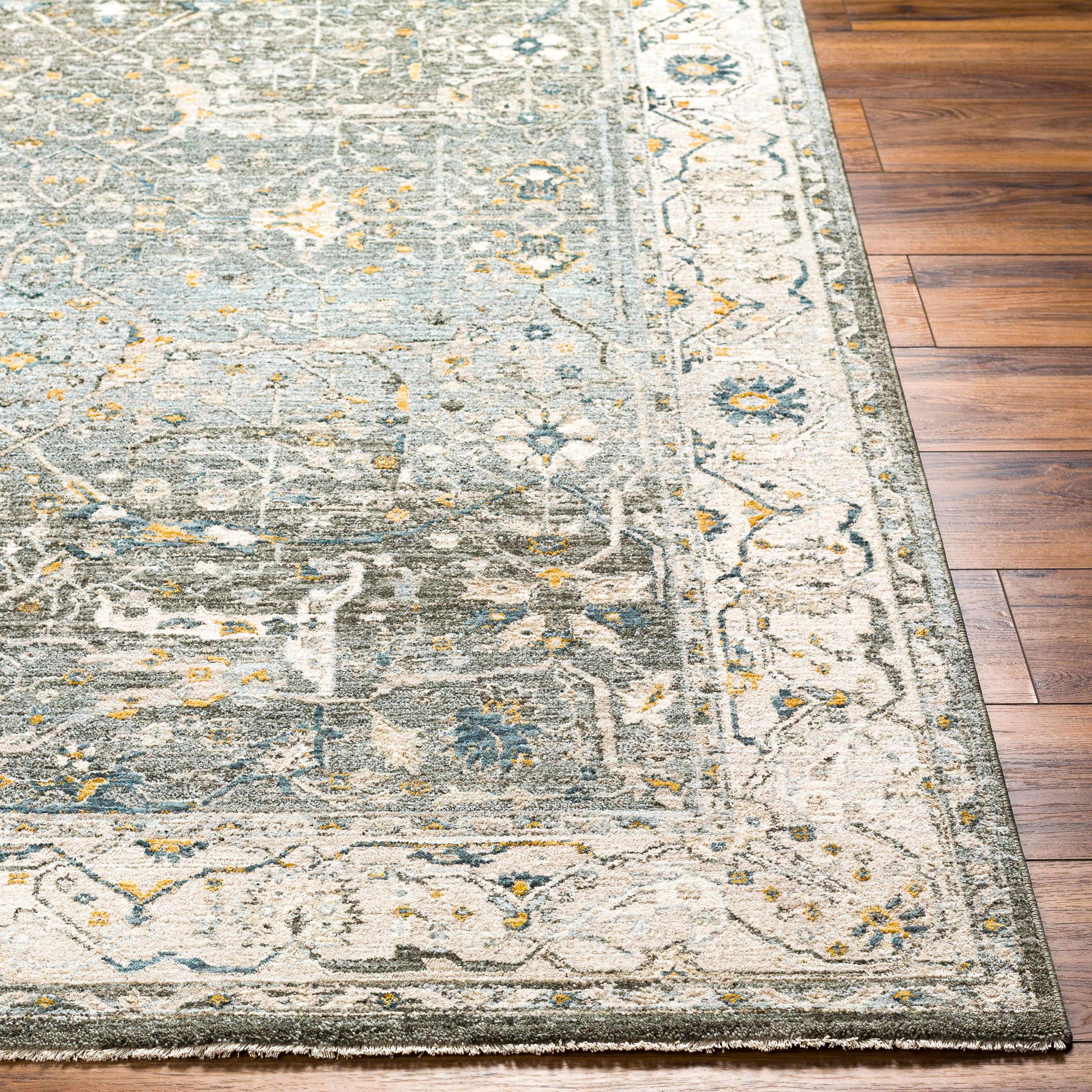 Aviva Teal Textured Rug with Fringes