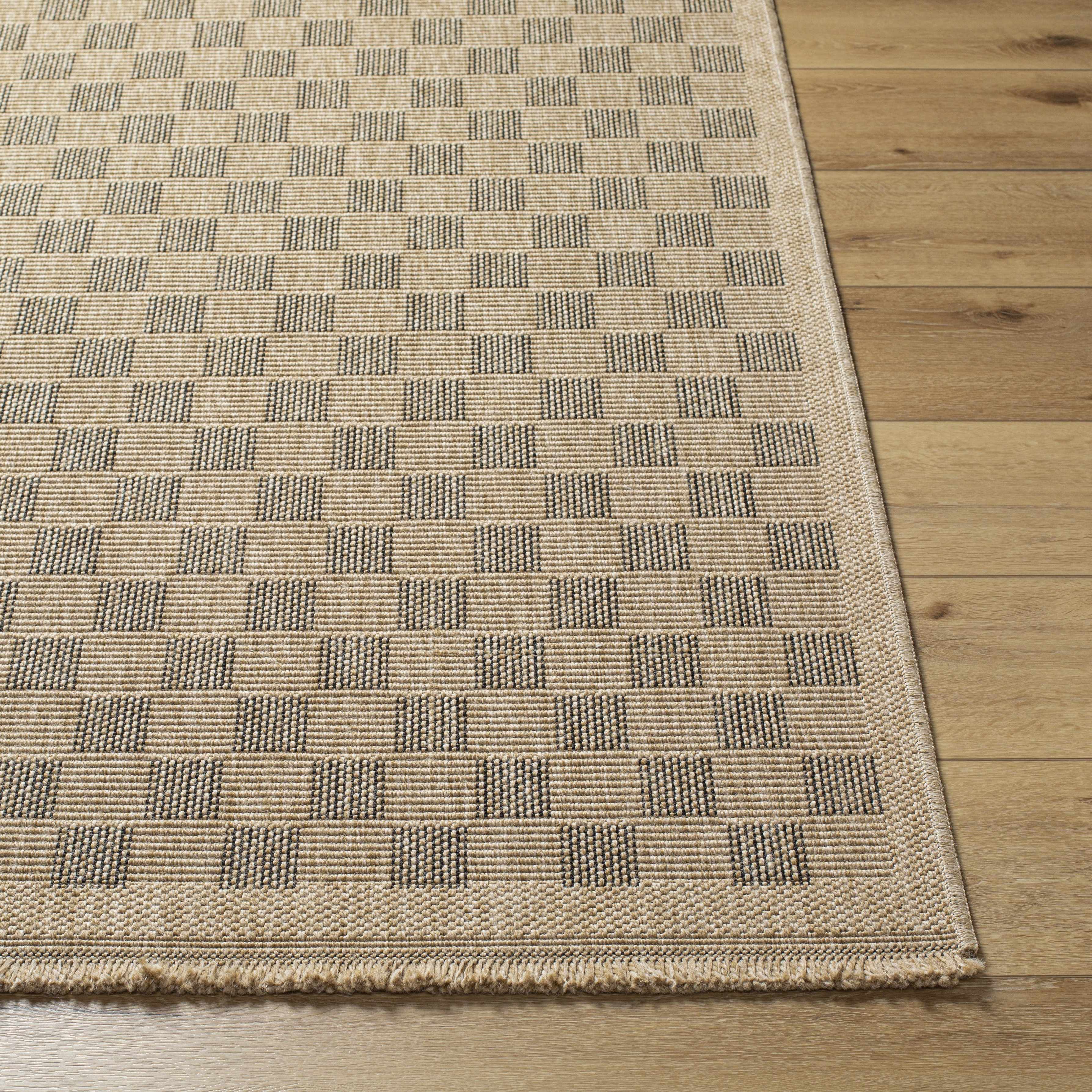 Jurek Beige & Brown Checkered Outdoor Area Rug