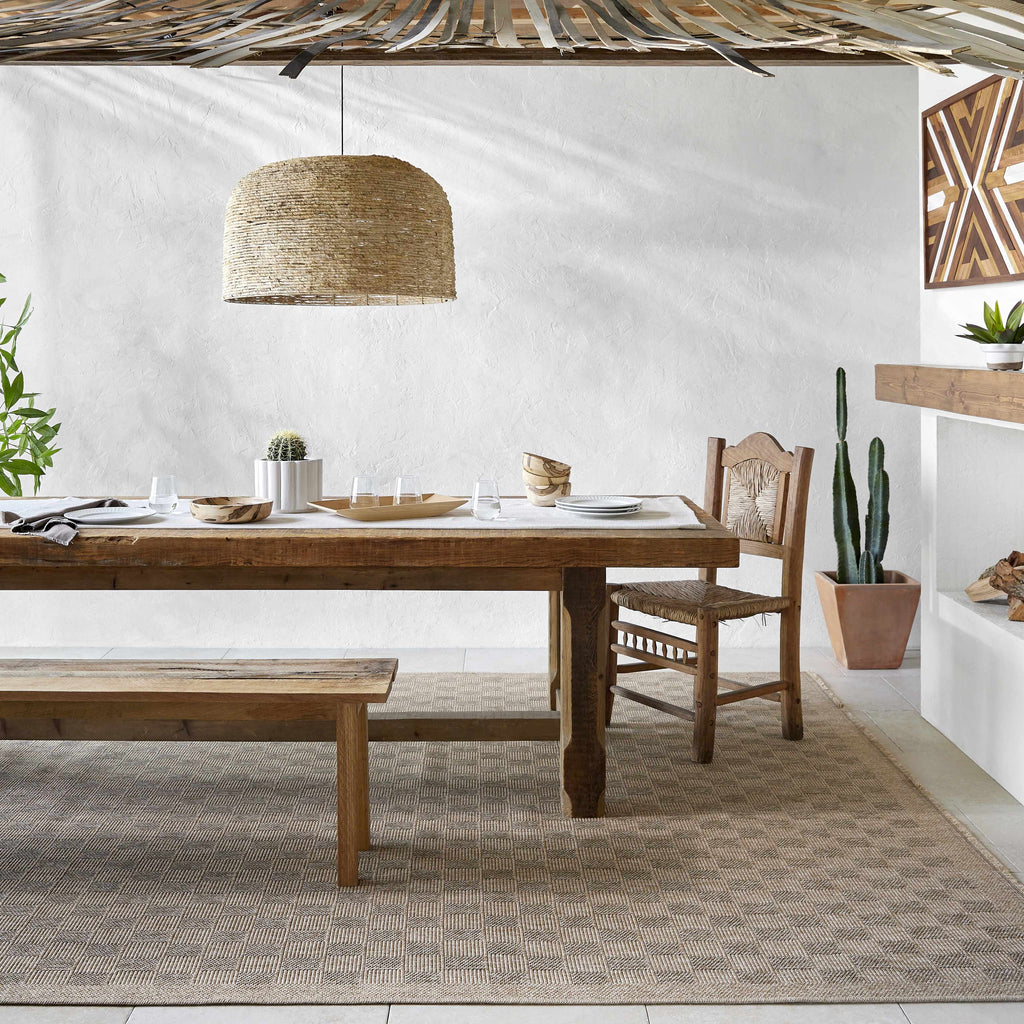 Jurek Beige & Brown Checkered Outdoor Area Rug